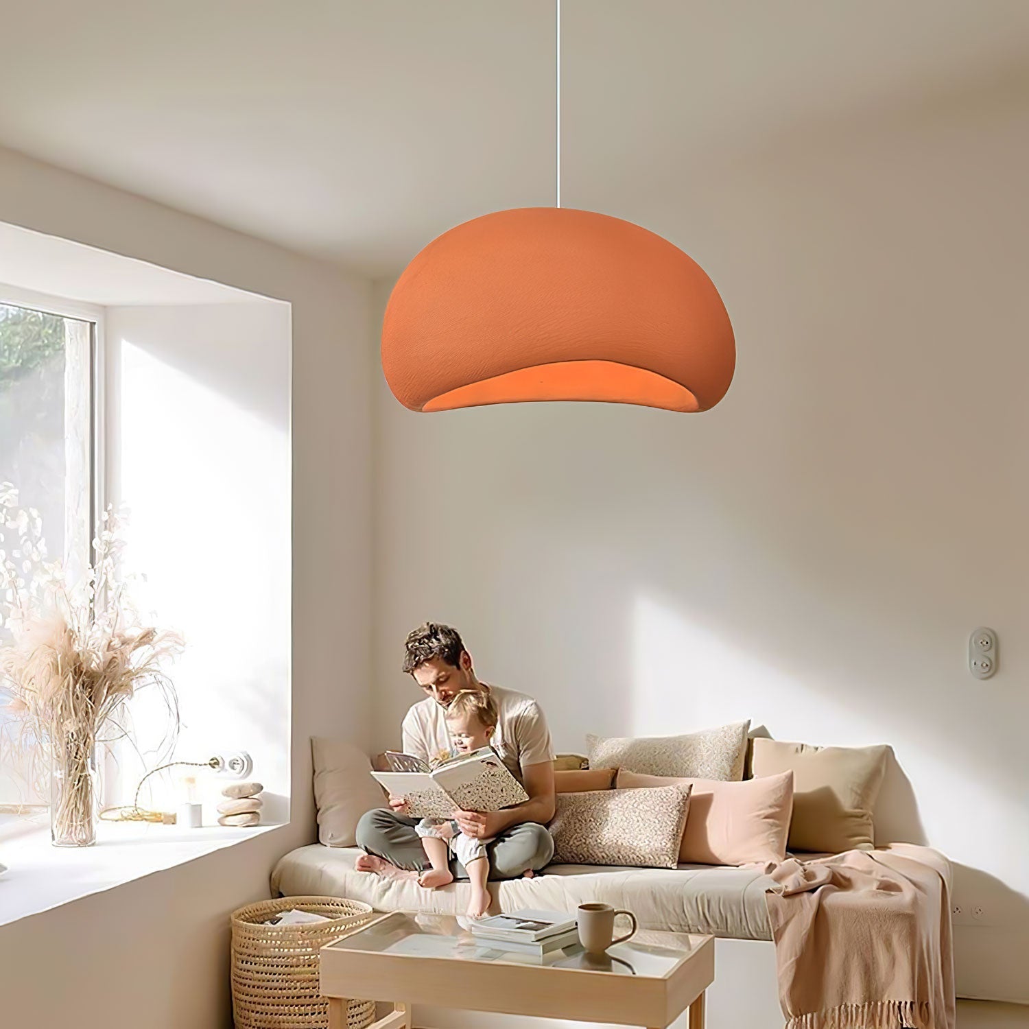 Solara Pendant Lamp Plaster Half Dome Plug In Wabi Sabi - Letslighting