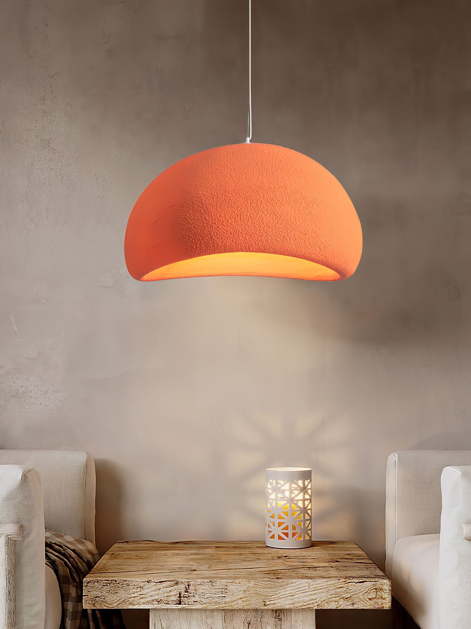 Solara Pendant Lamp Plaster Half Dome Plug In Wabi Sabi - Letslighting