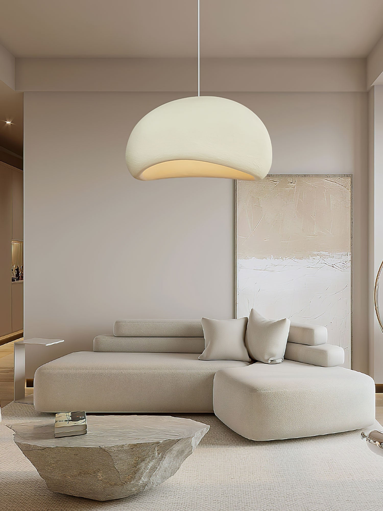 Solara Pendant Lamp Plaster Half Dome Plug In Wabi Sabi - Letslighting