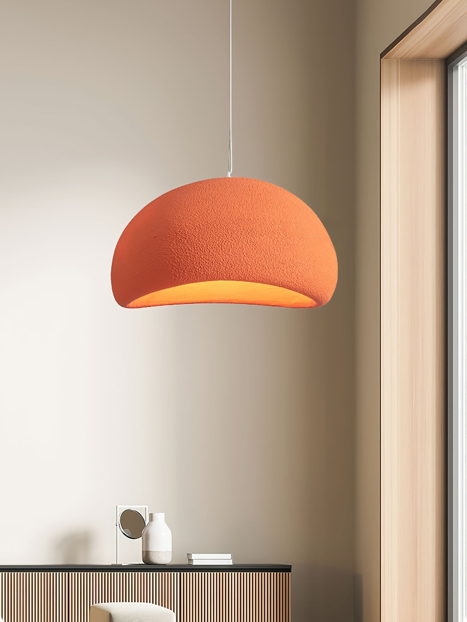 Solara Pendant Lamp Plaster Half Dome Plug In Wabi Sabi - Letslighting
