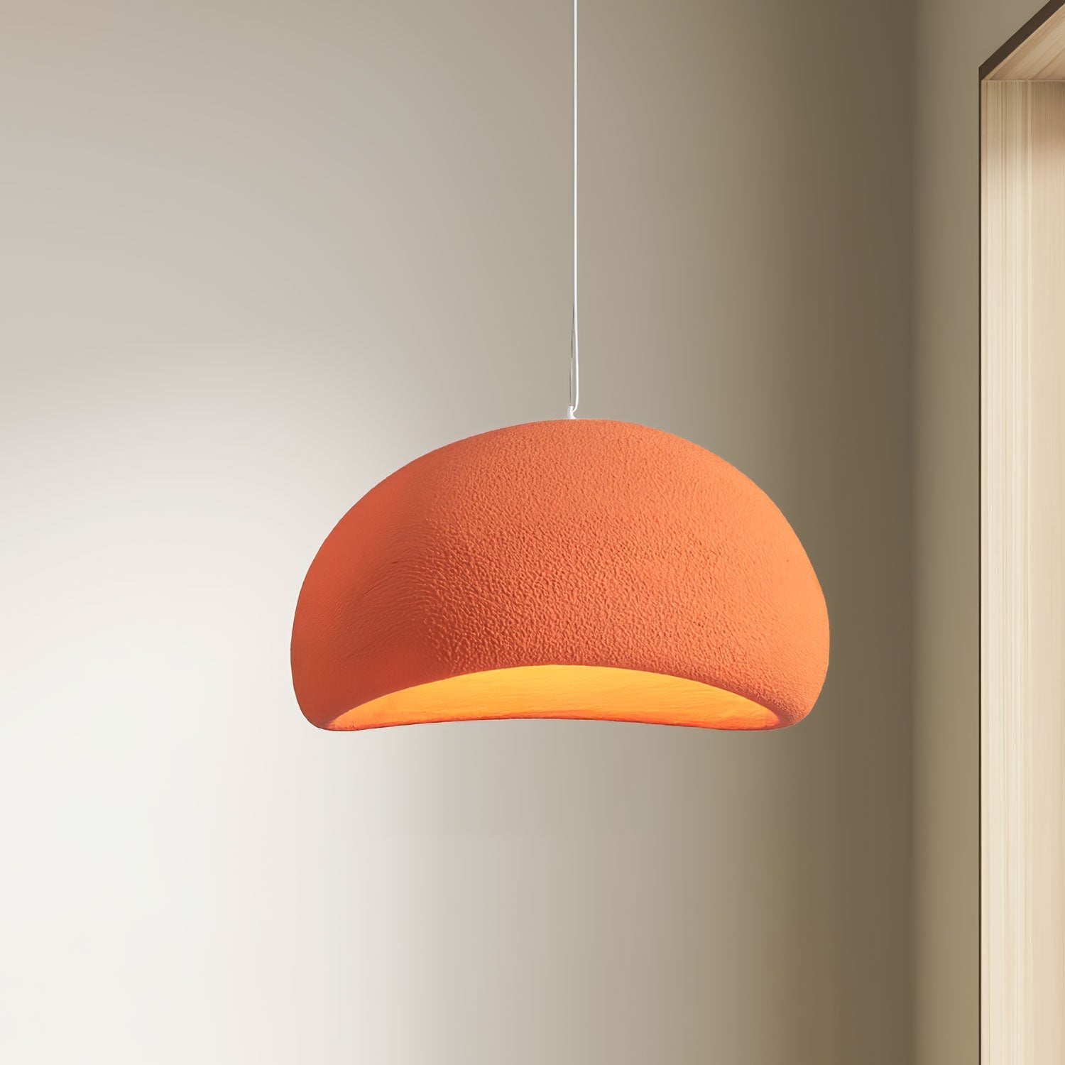 Solara Pendant Lamp Plaster Half Dome Plug In Wabi Sabi - Letslighting
