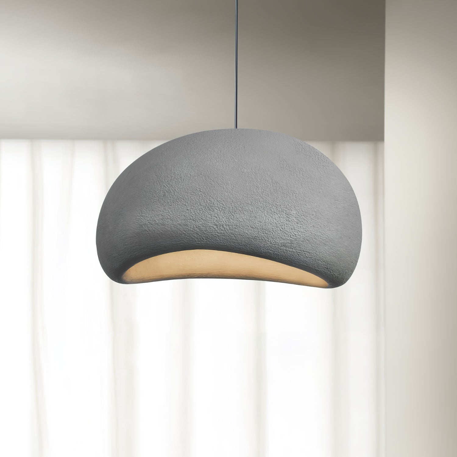 Solara Pendant Lamp Plaster Half Dome Plug In Wabi Sabi - Letslighting