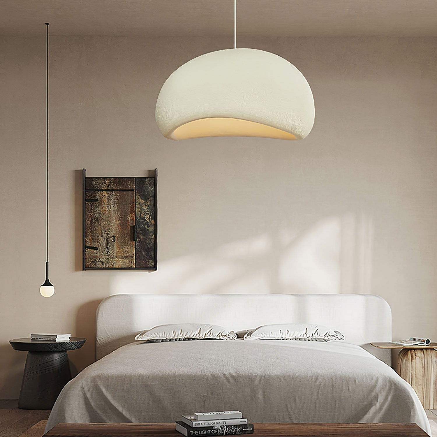 Solara Pendant Lamp Plaster Half Dome Plug In Wabi Sabi - Letslighting