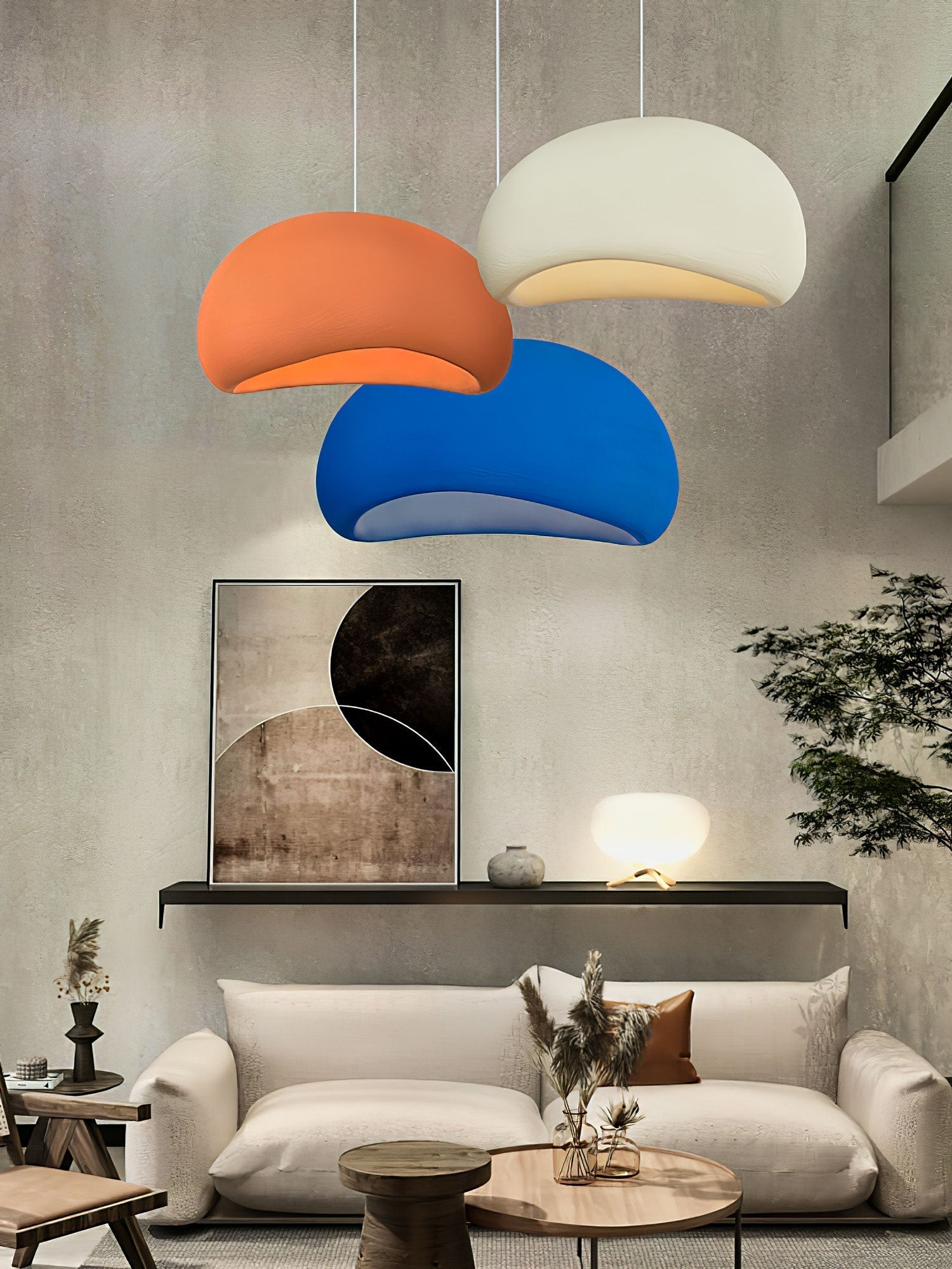Solara Pendant Lamp Plaster Half Dome Plug In Wabi Sabi - Letslighting