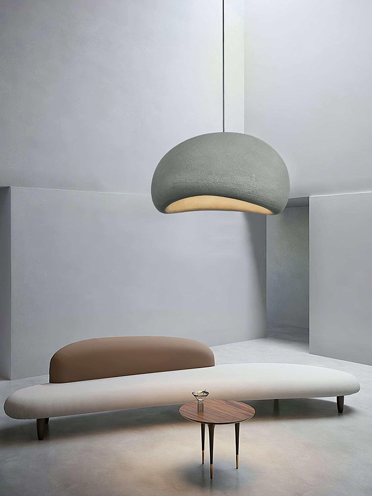 Solara Pendant Lamp Plaster Half Dome Plug In Wabi Sabi - Letslighting