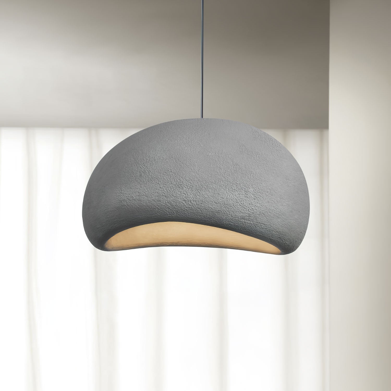 Solara Pendant Lamp Plaster Half Dome Plug In Wabi Sabi - Letslighting