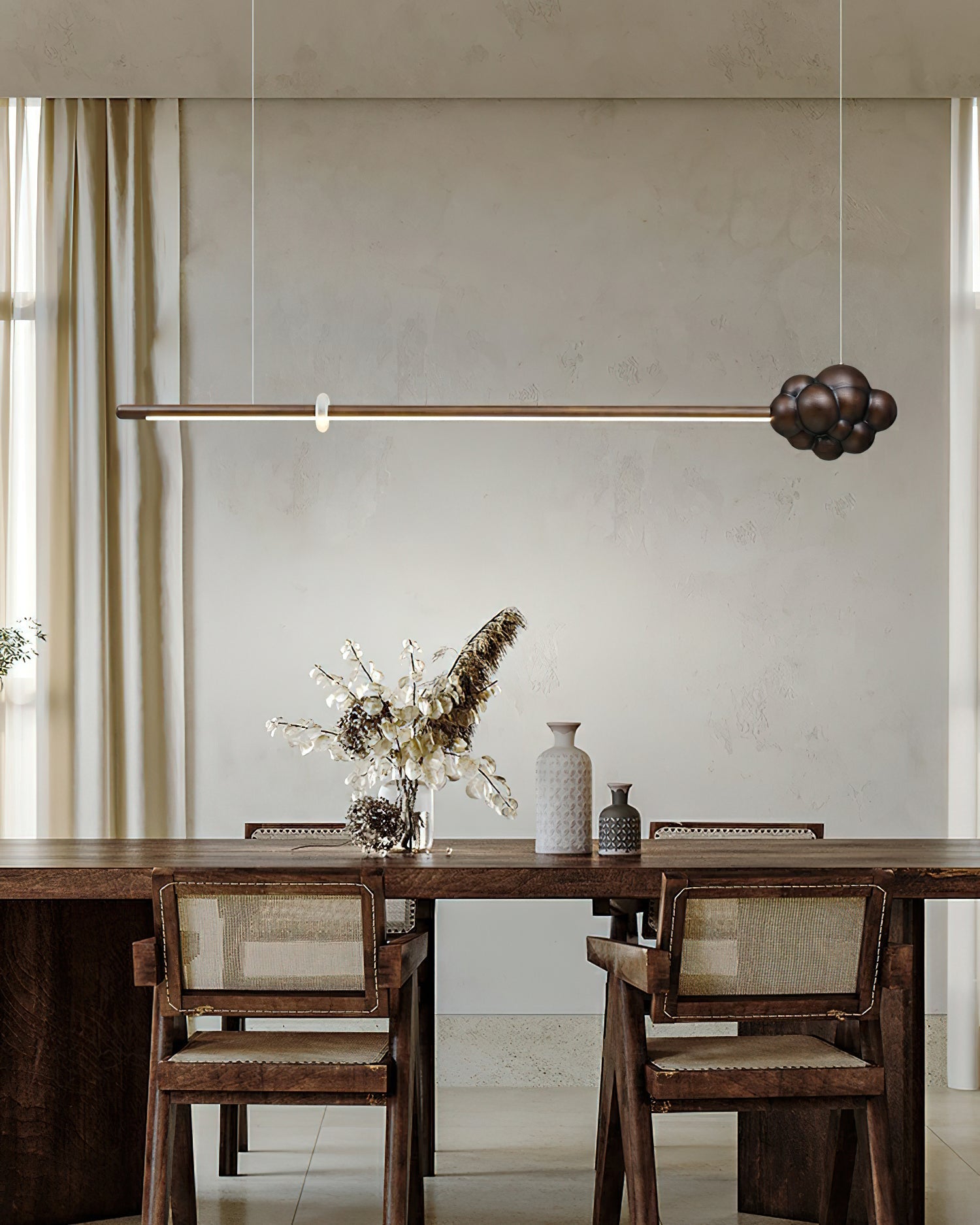 Lustra Pendant Lamp Wood Stick Cloud Minimalist - Letslighting