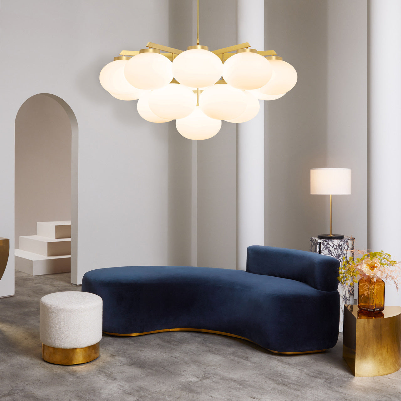 Edge Premium Elegance Brass Glass Chandelier - Letslighting