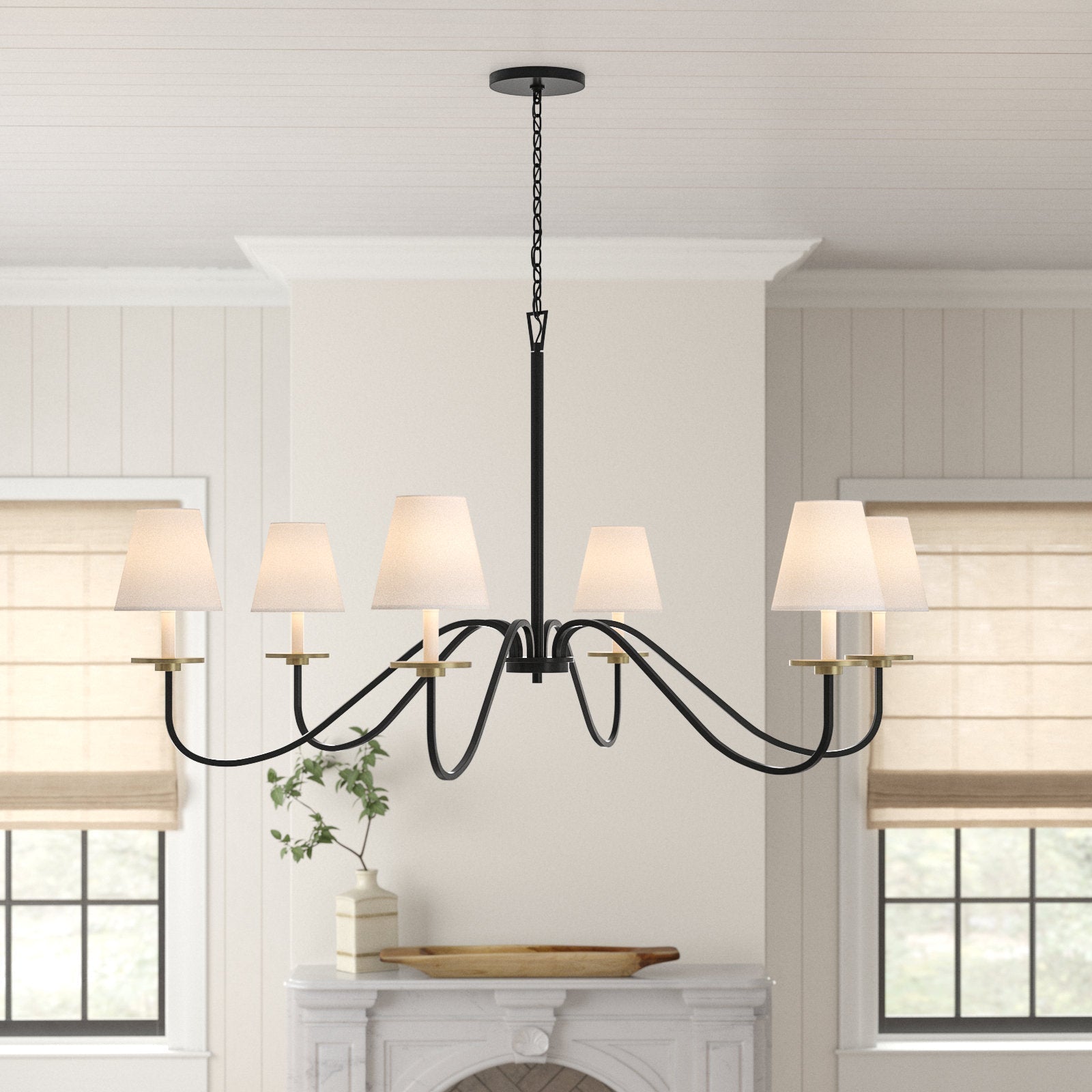 Flux Vintage Industrial Brass Fabric Chandelier - Letslighting