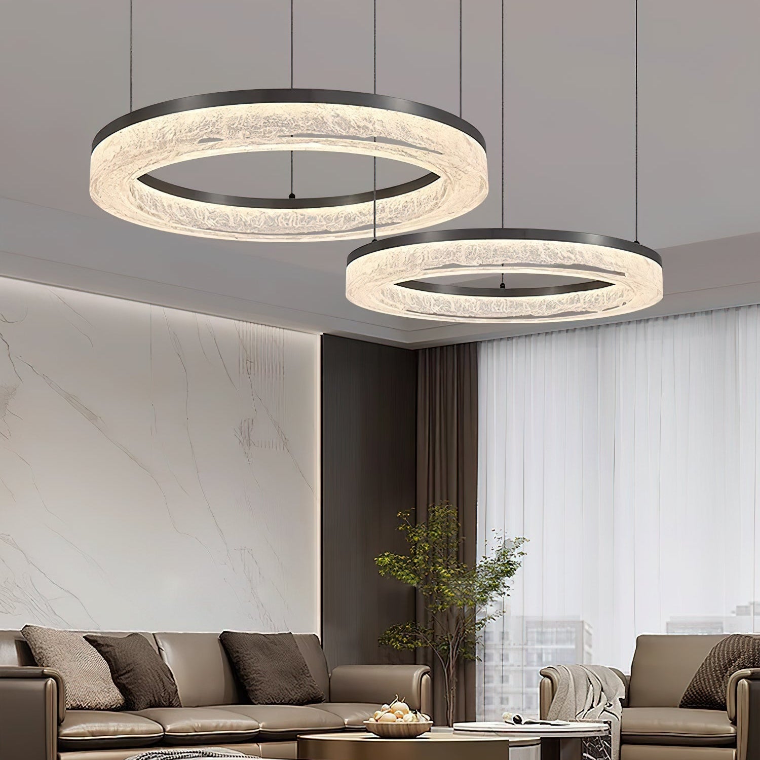 Idyll Modern Minimalist Round LED Resin Chandelier - Letslighting