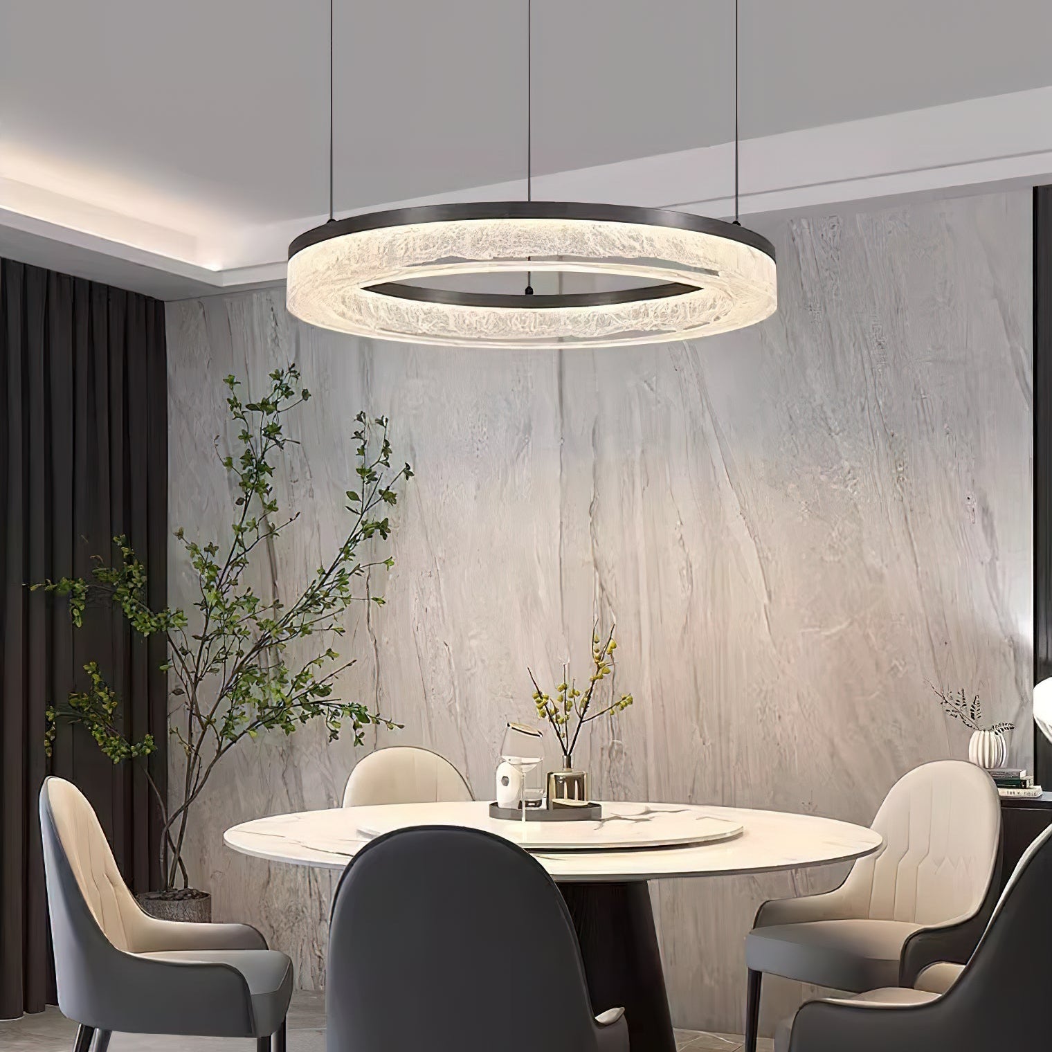 Idyll Modern Minimalist Round LED Resin Chandelier - Letslighting