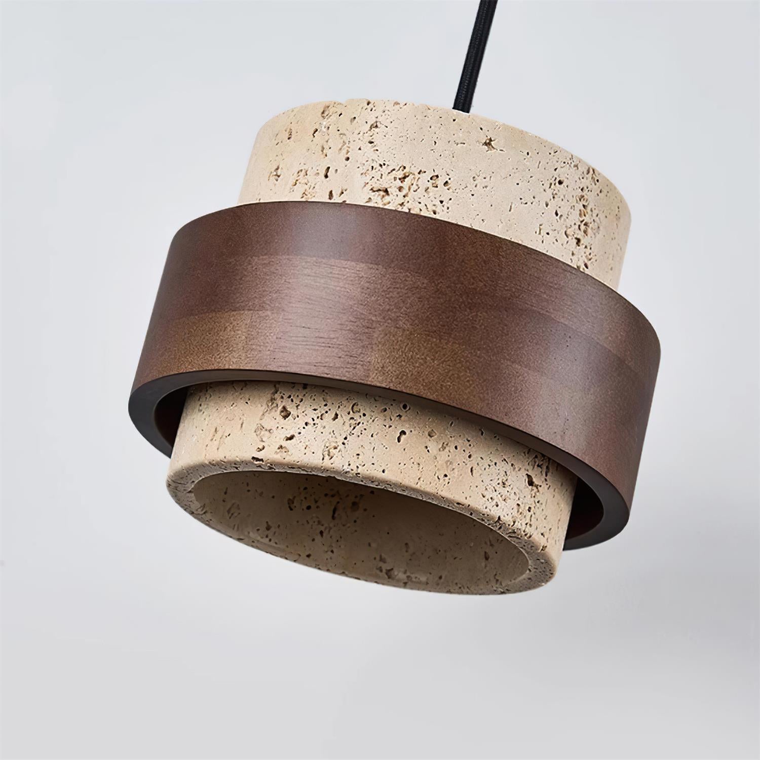 Avone Travertine and Walnut Plug-In Pendant Light - Letslighting
