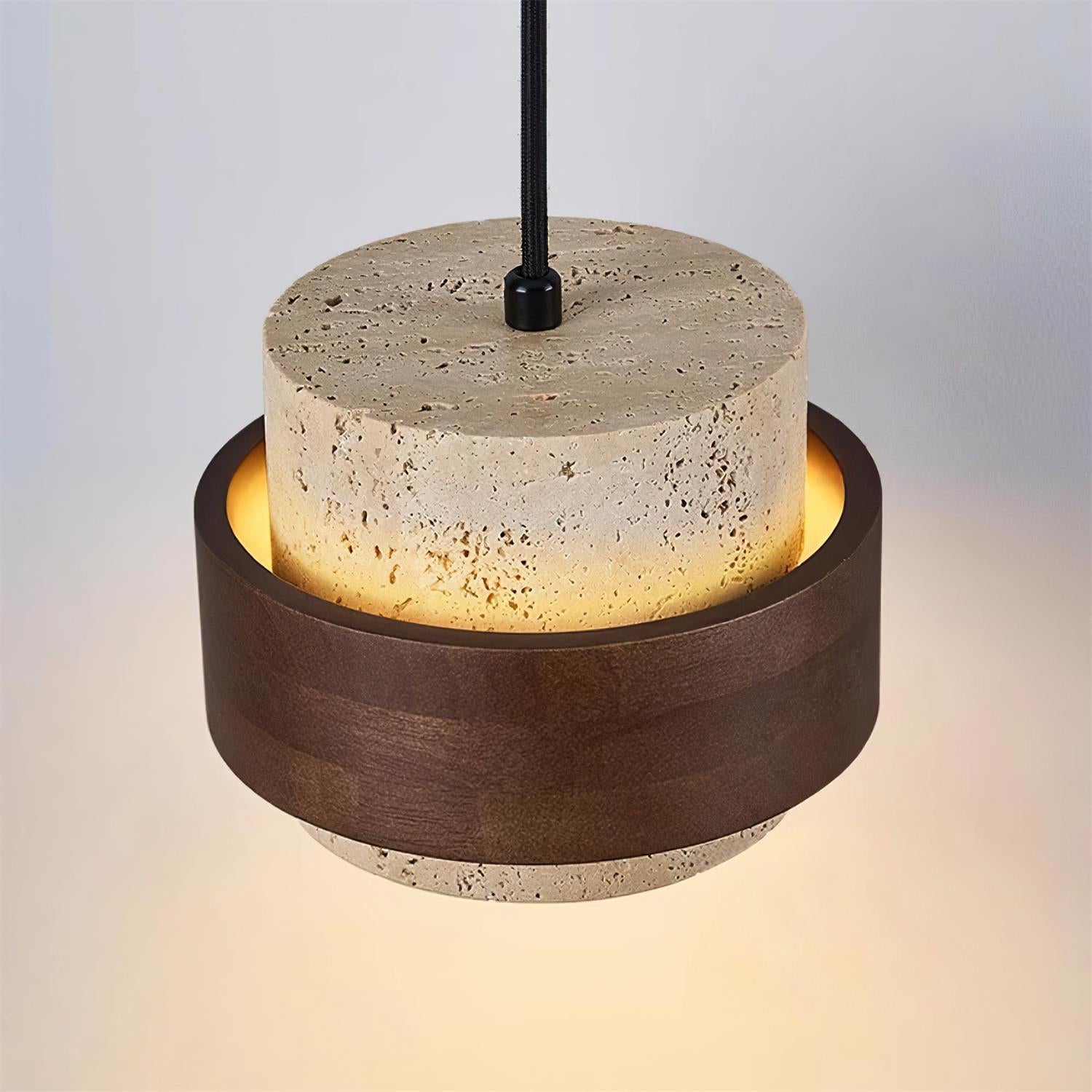 Avone Travertine and Walnut Plug-In Pendant Light - Letslighting