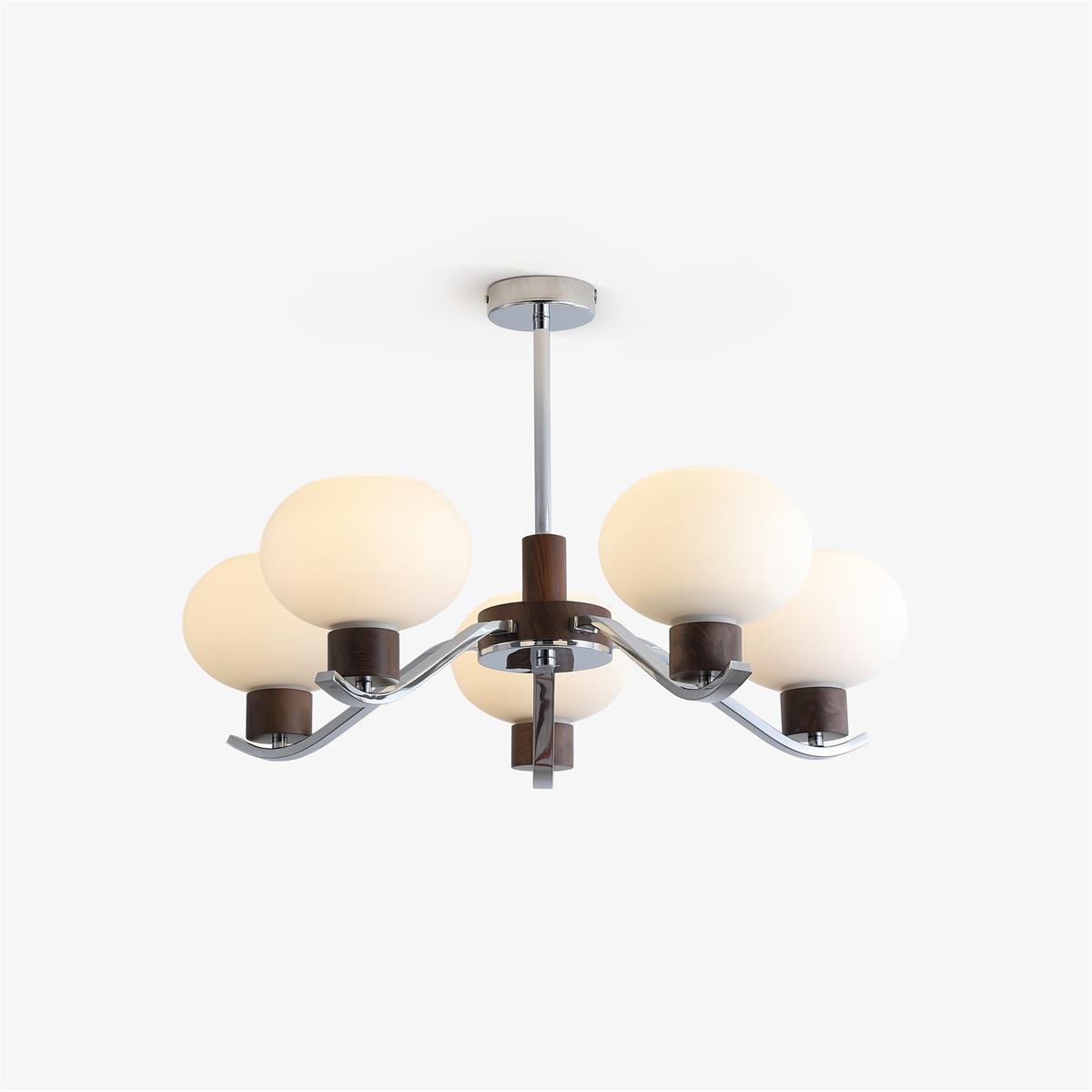Lustra Chandelier Chrome Walnut Elegant - Letslighting