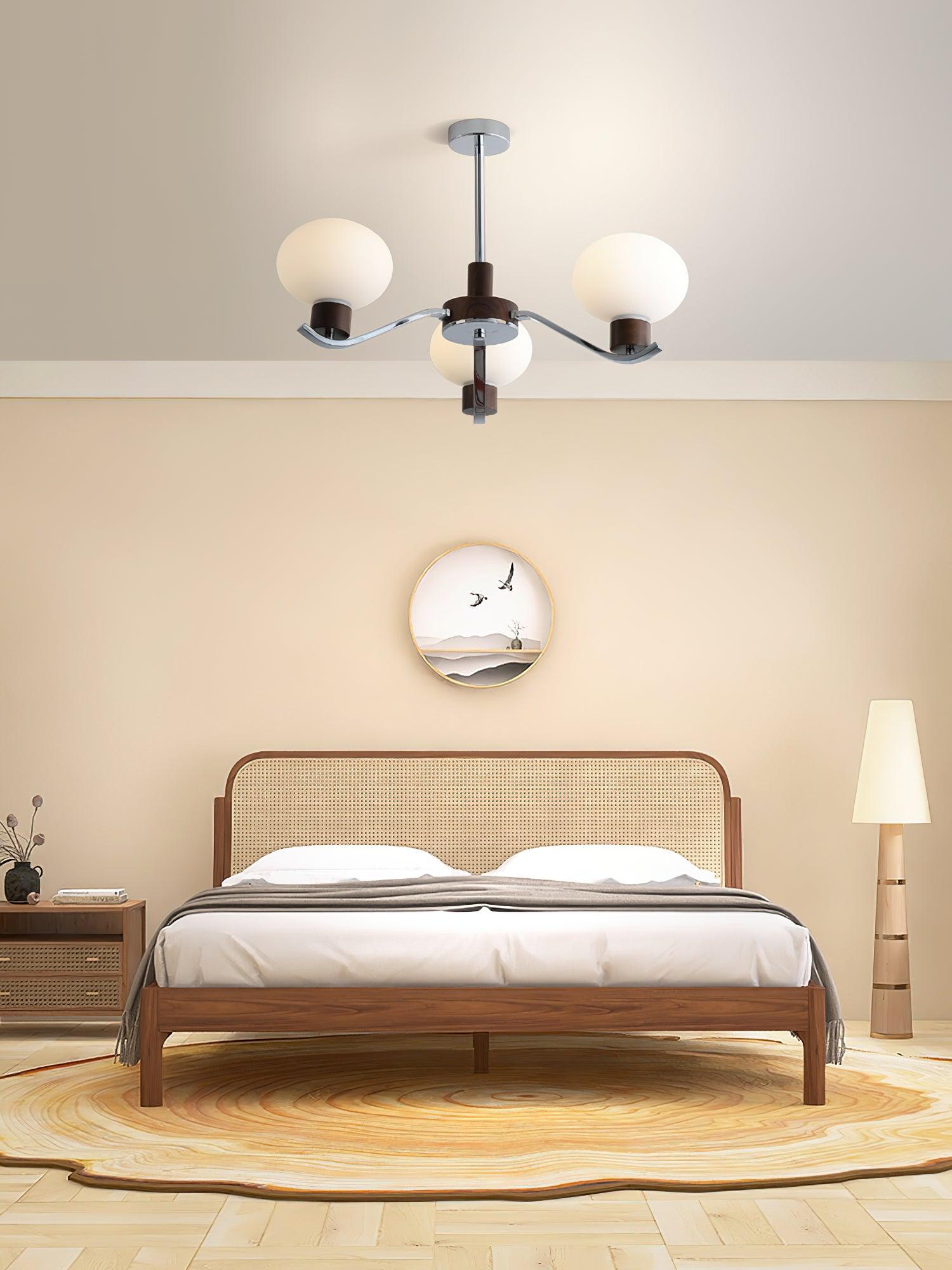 Lustra Chandelier Chrome Walnut Elegant - Letslighting