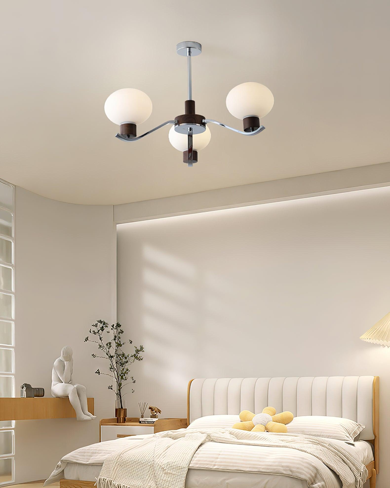 Lustra Chandelier Chrome Walnut Elegant - Letslighting
