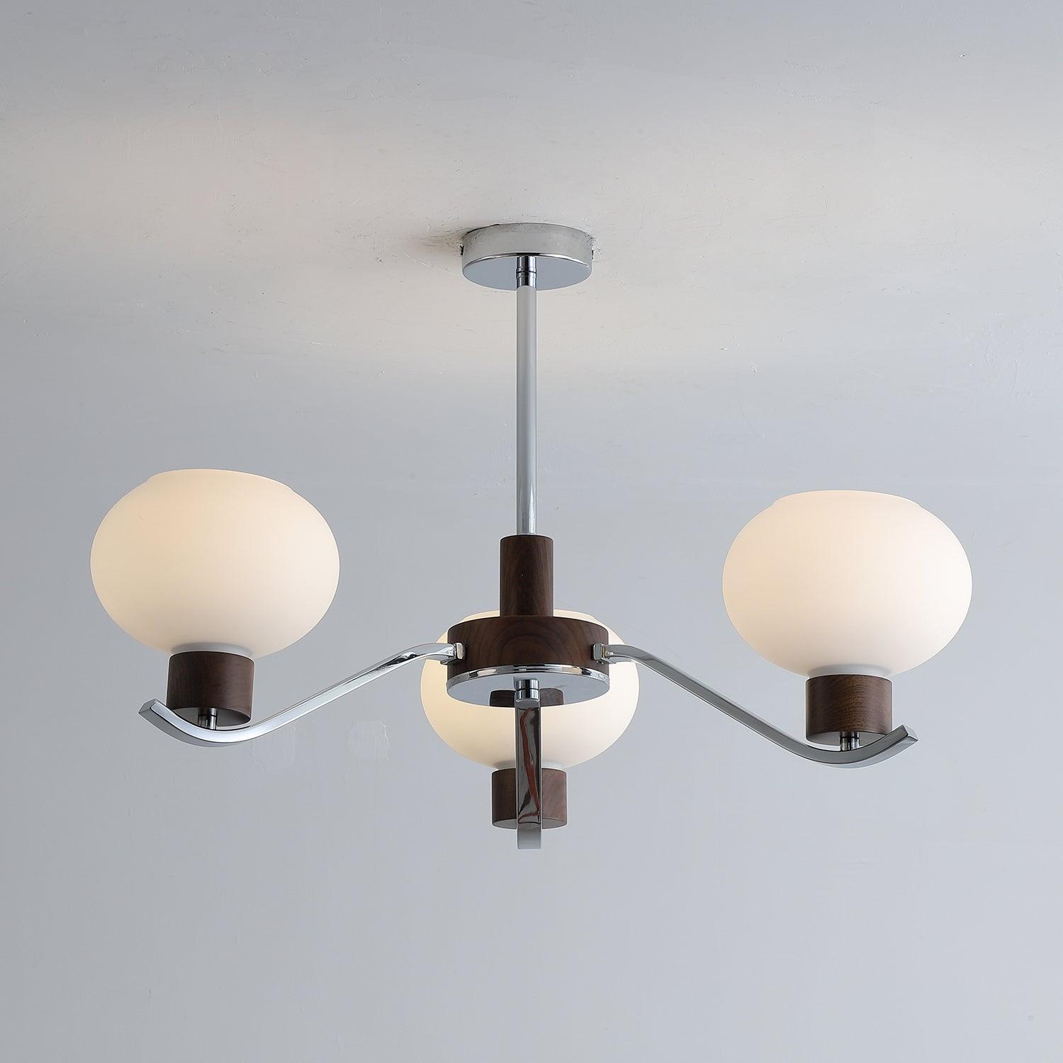 Lustra Chandelier Chrome Walnut Elegant - Letslighting