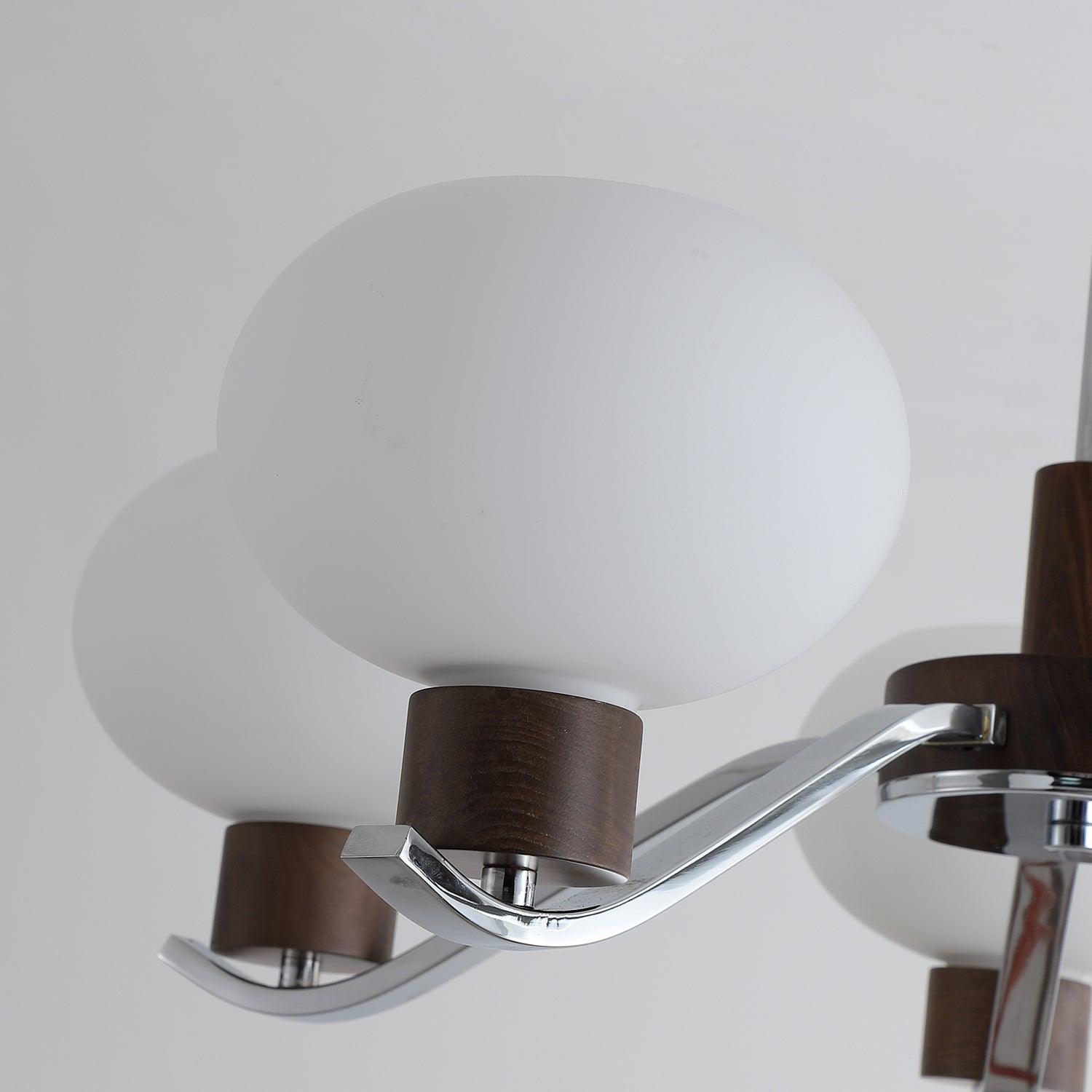 Lustra Chandelier Chrome Walnut Elegant - Letslighting