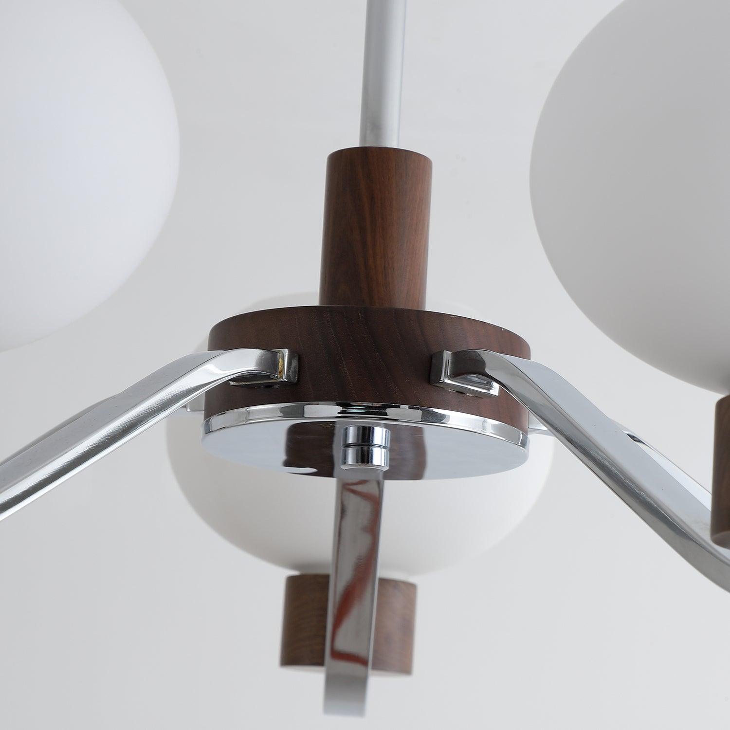 Lustra Chandelier Chrome Walnut Elegant - Letslighting