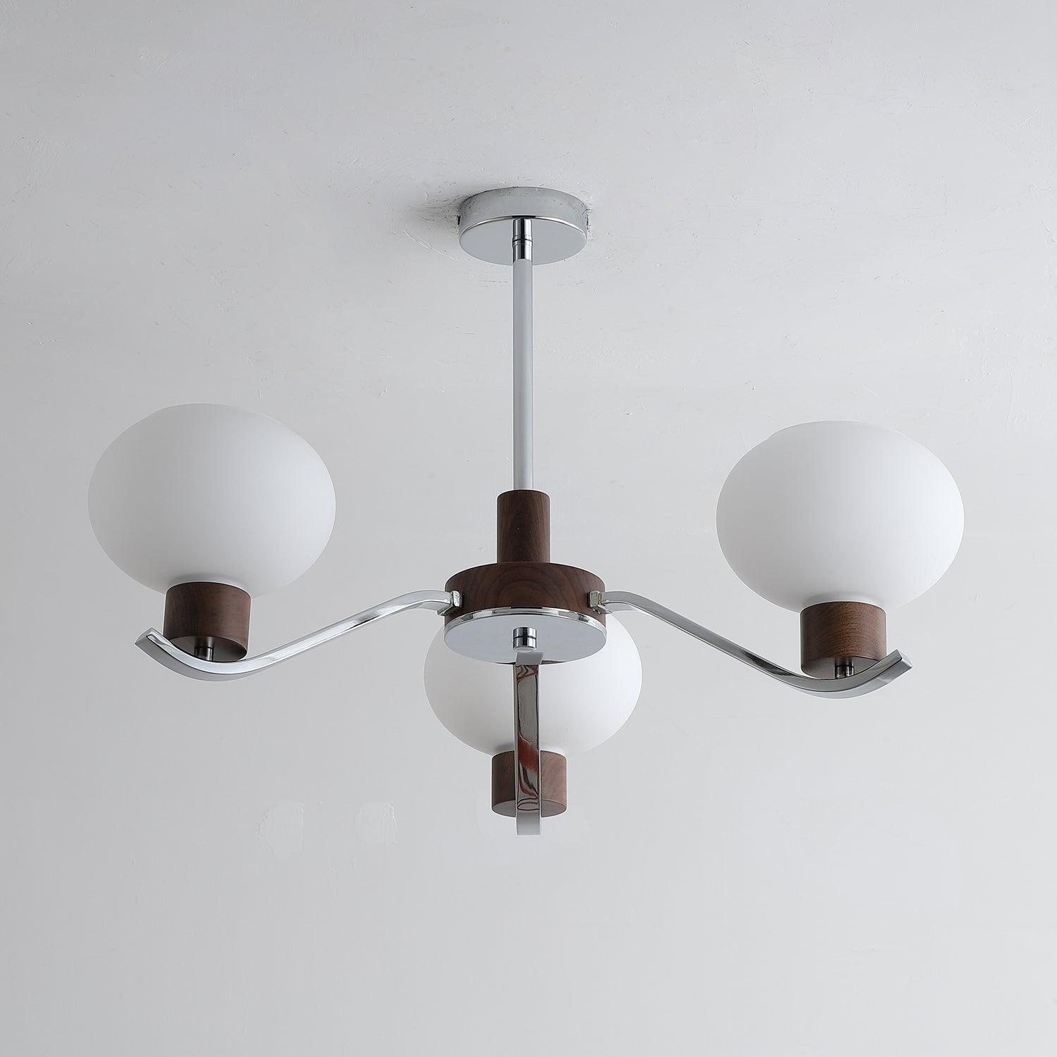 Lustra Chandelier Chrome Walnut Elegant - Letslighting