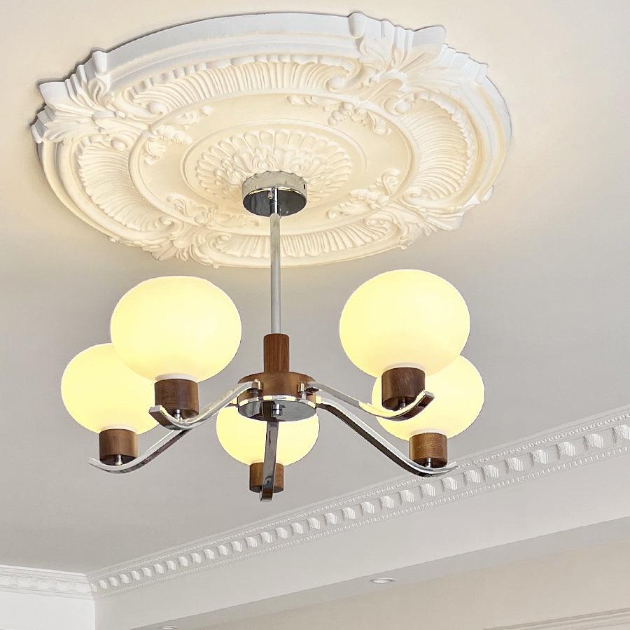 Lustra Chandelier Chrome Walnut Elegant - Letslighting