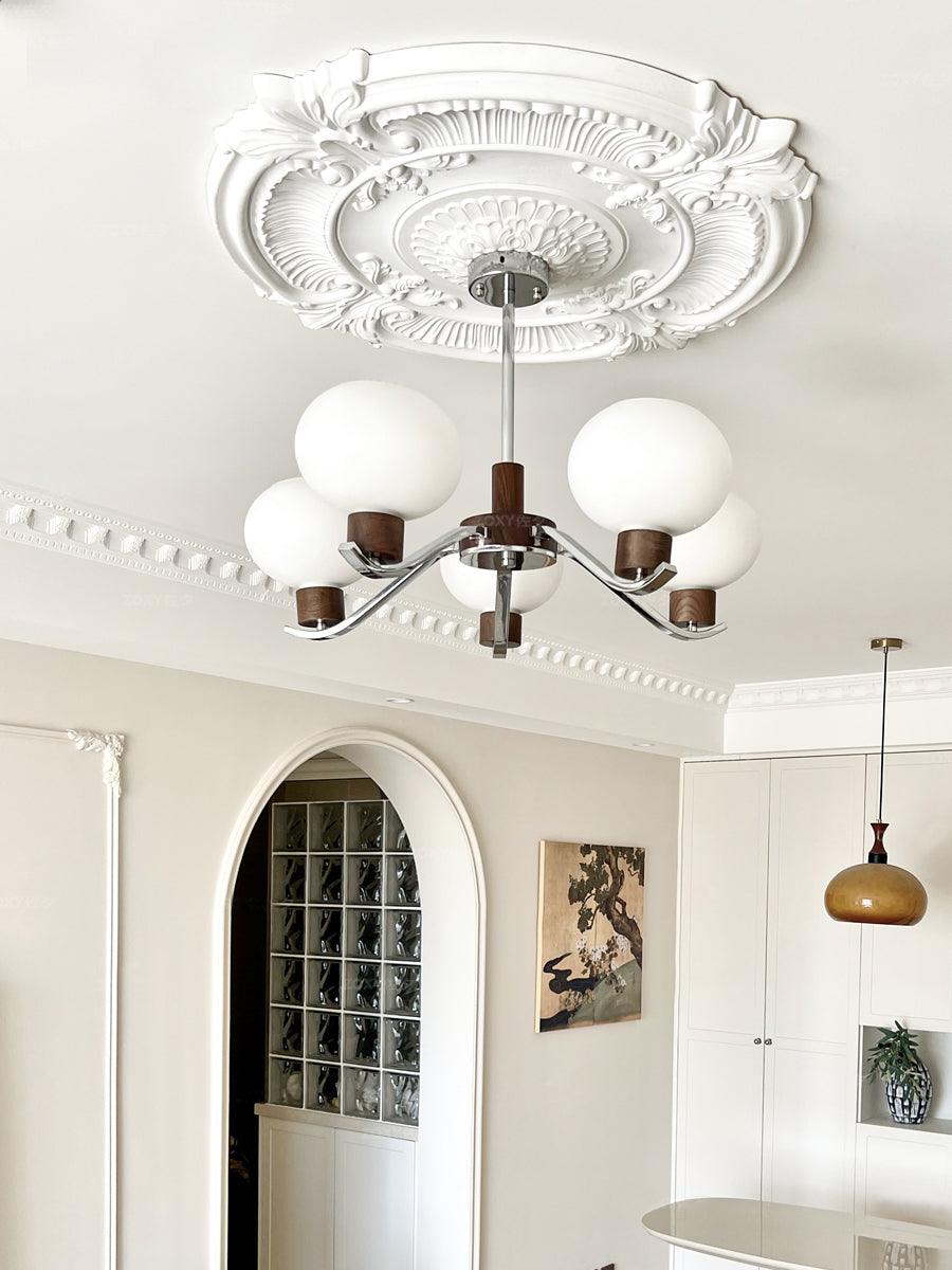Lustra Chandelier Chrome Walnut Elegant - Letslighting