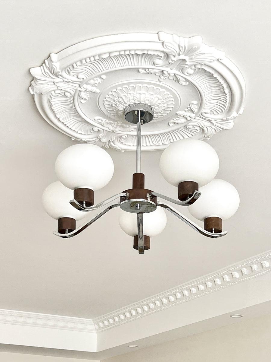 Lustra Chandelier Chrome Walnut Elegant - Letslighting