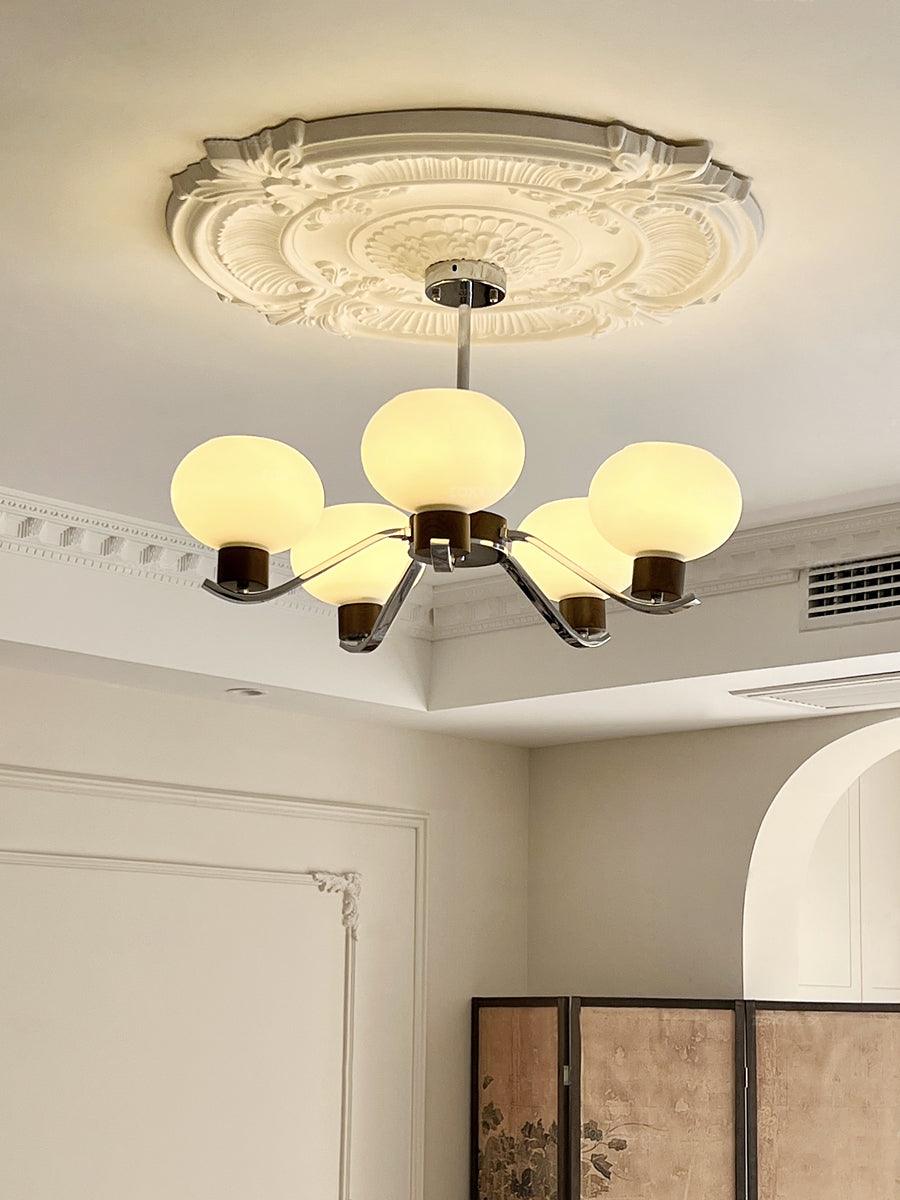Lustra Chandelier Chrome Walnut Elegant - Letslighting