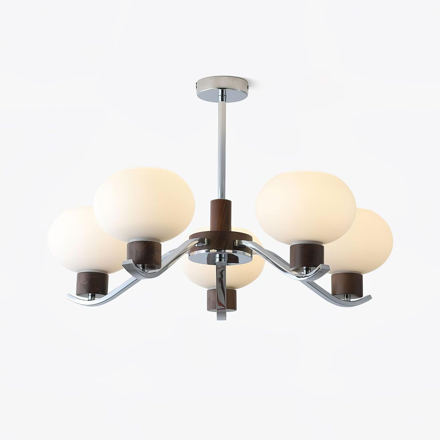 Lustra Chandelier Chrome Walnut Elegant - Letslighting