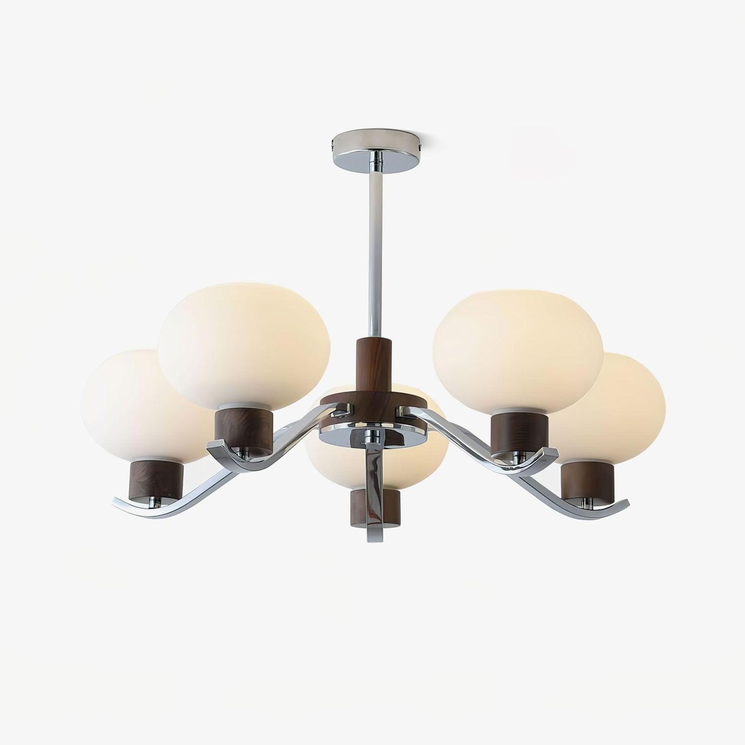 Lustra Chandelier Chrome Walnut Elegant - Letslighting