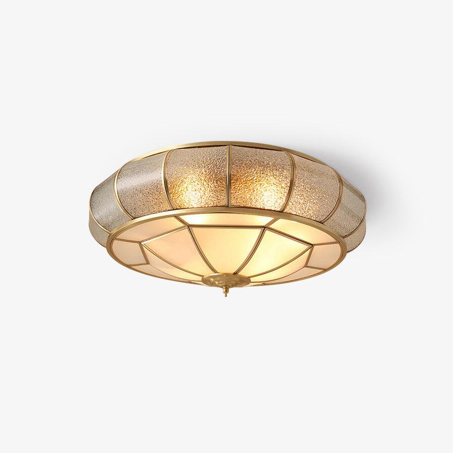 Ulrinara Postmodern Luxury Drum Brass Glass Ceiling Light - Letslighting