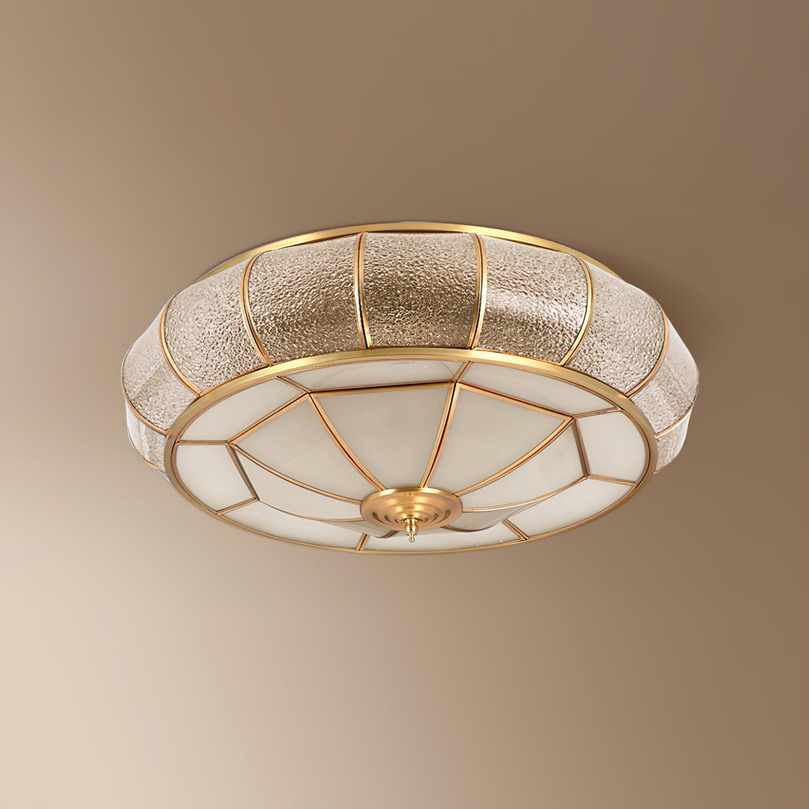 Ulrinara Postmodern Luxury Drum Brass Glass Ceiling Light - Letslighting