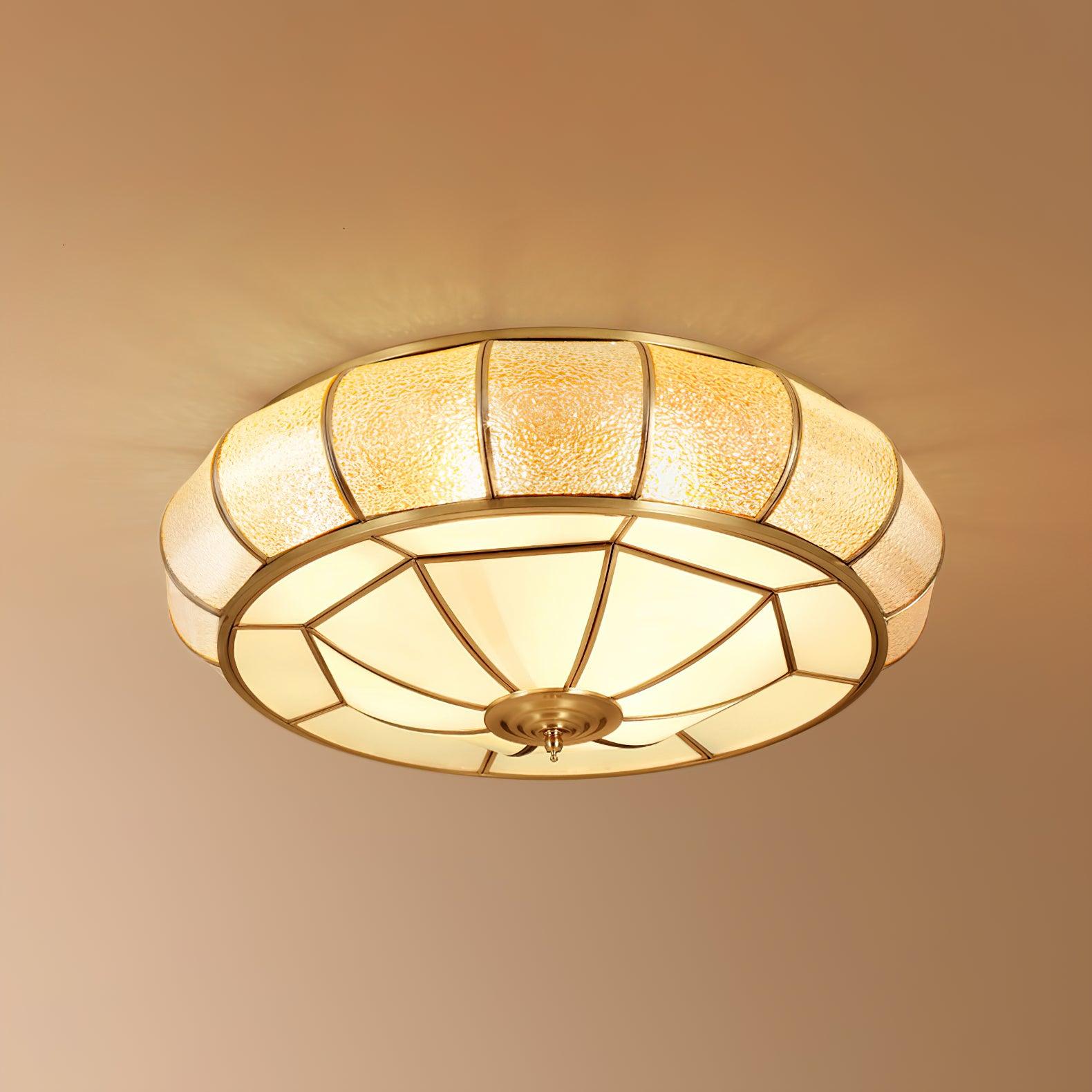 Ulrinara Postmodern Luxury Drum Brass Glass Ceiling Light - Letslighting