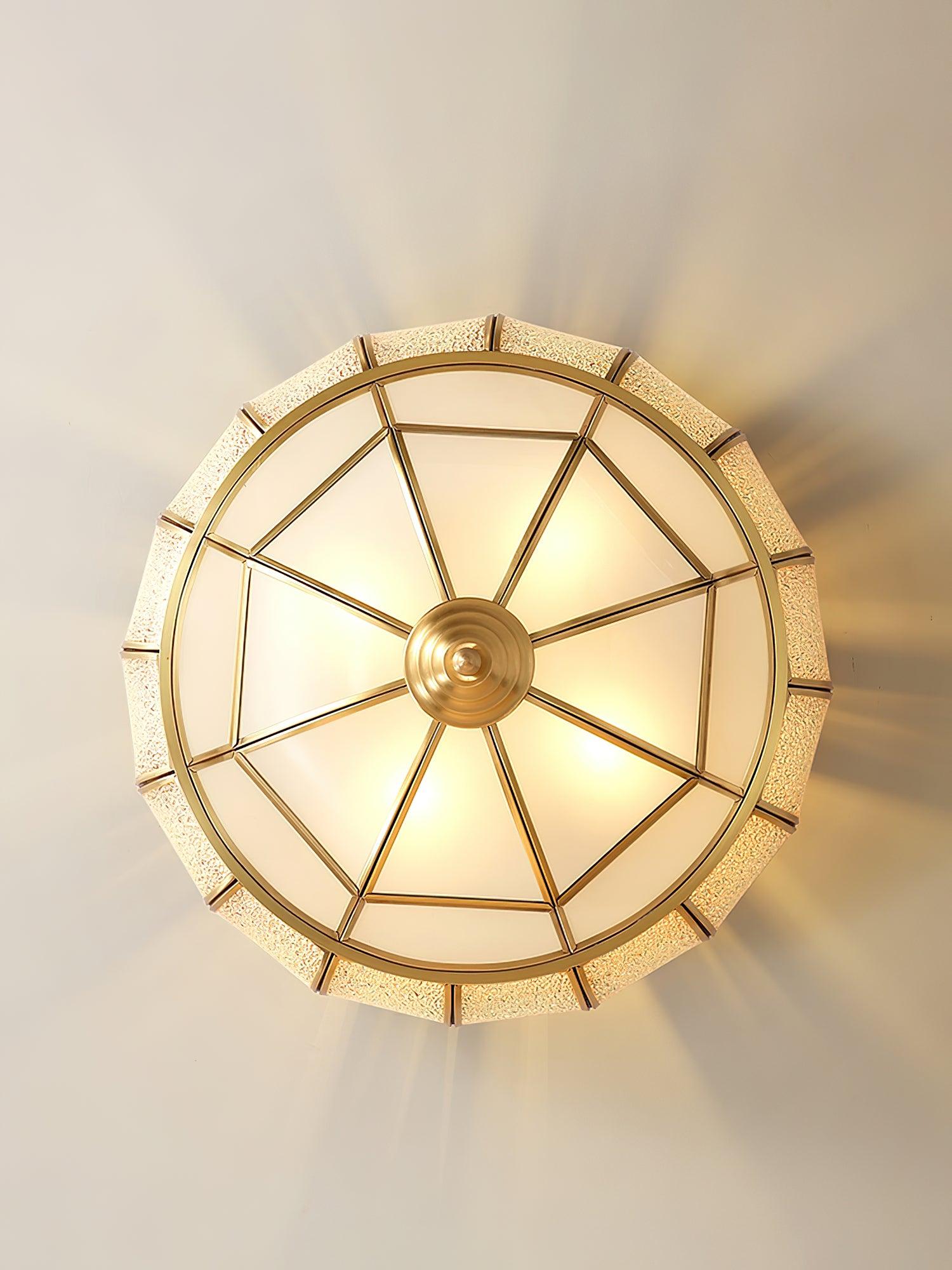Ulrinara Postmodern Luxury Drum Brass Glass Ceiling Light - Letslighting