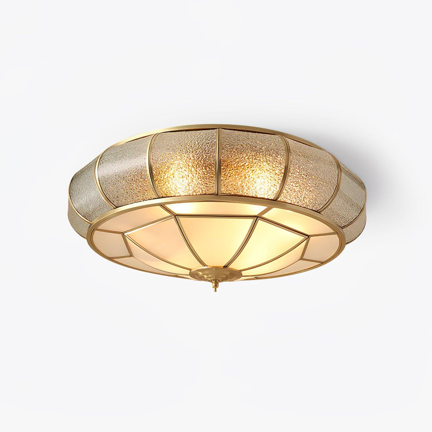 Ulrinara Postmodern Luxury Drum Brass Glass Ceiling Light - Letslighting