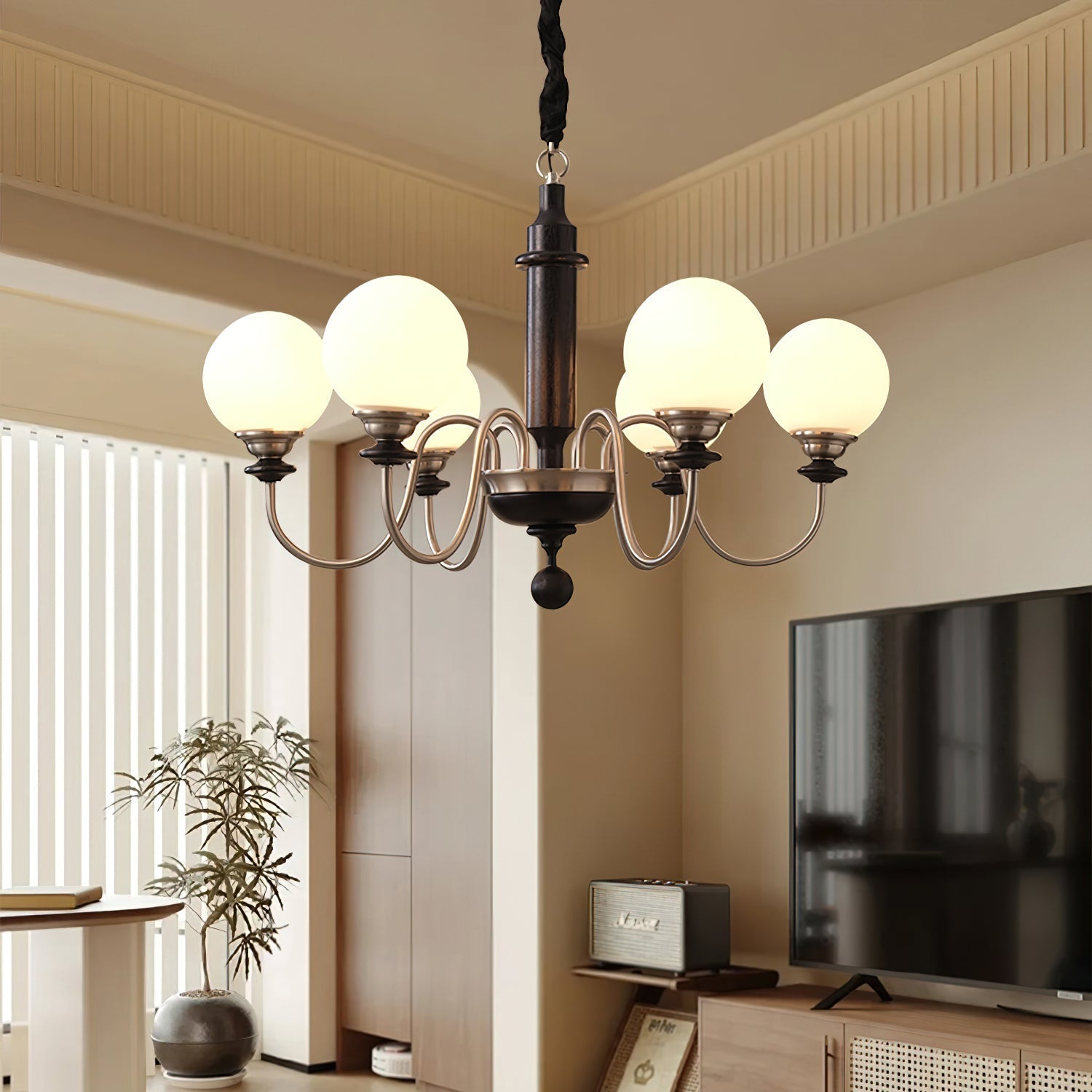 Nyvinia Vintage Brass Glass Chandelier - Letslighting