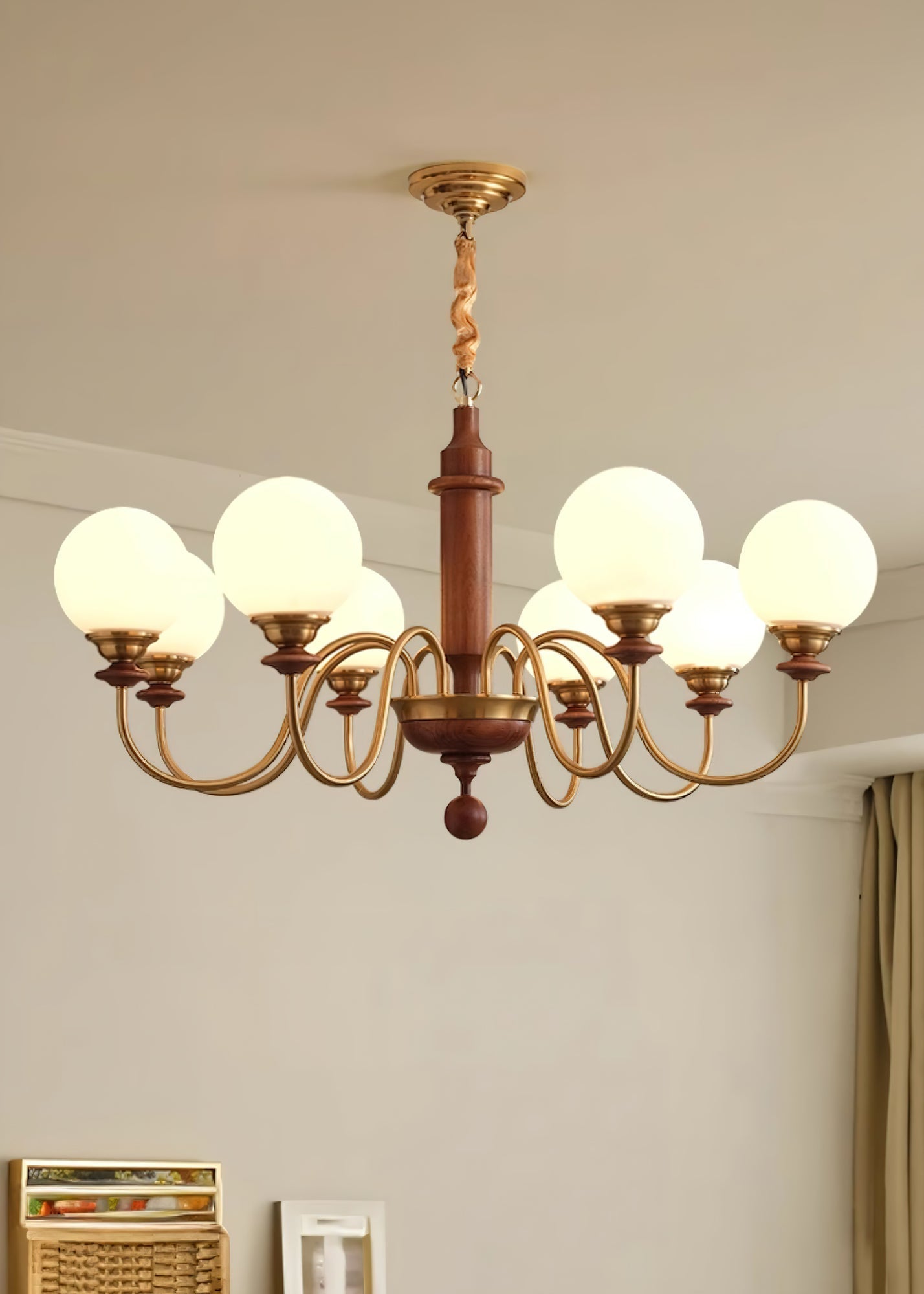 Nyvinia Vintage Brass Glass Chandelier - Letslighting