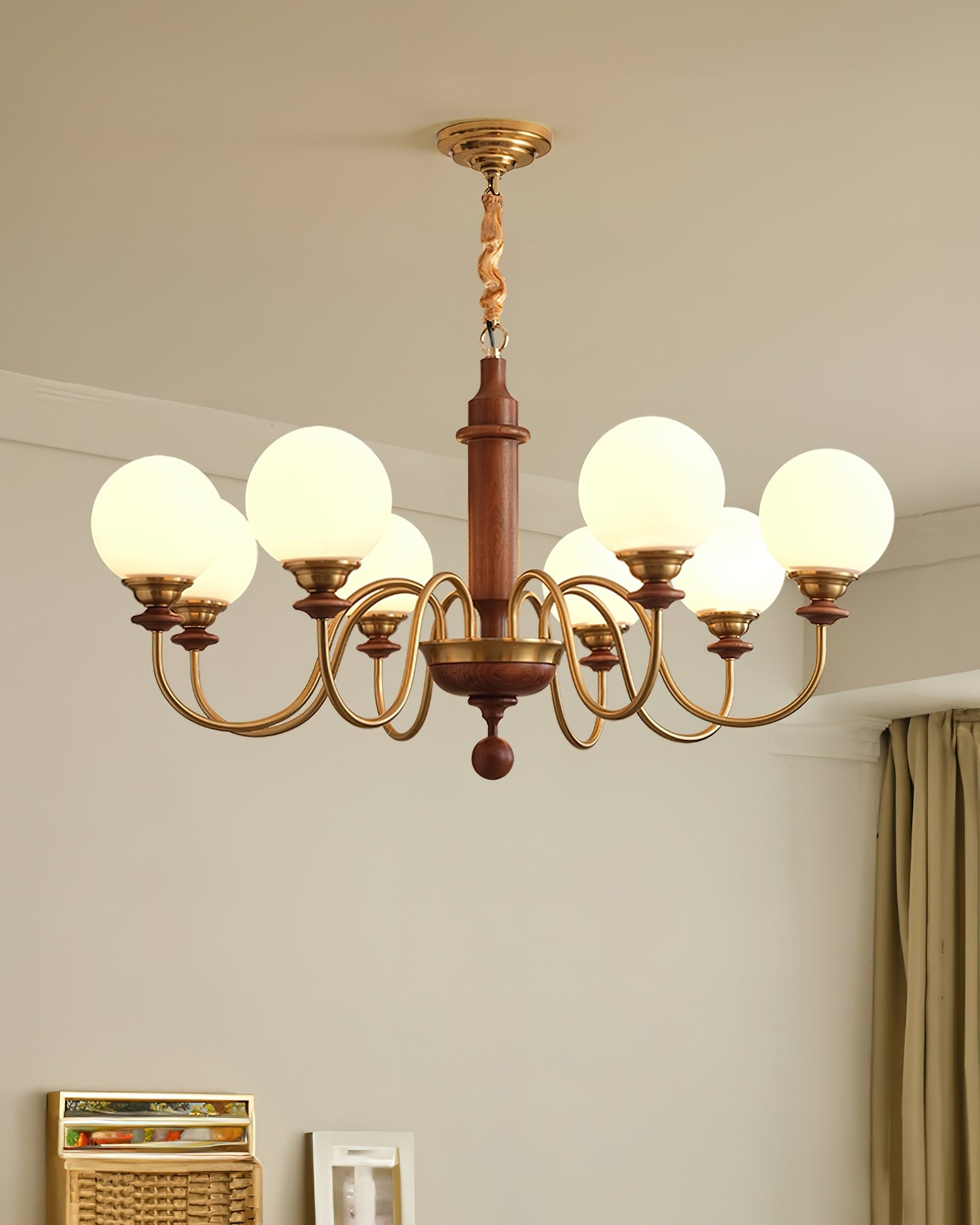 Nyvinia Vintage Brass Glass Chandelier - Letslighting