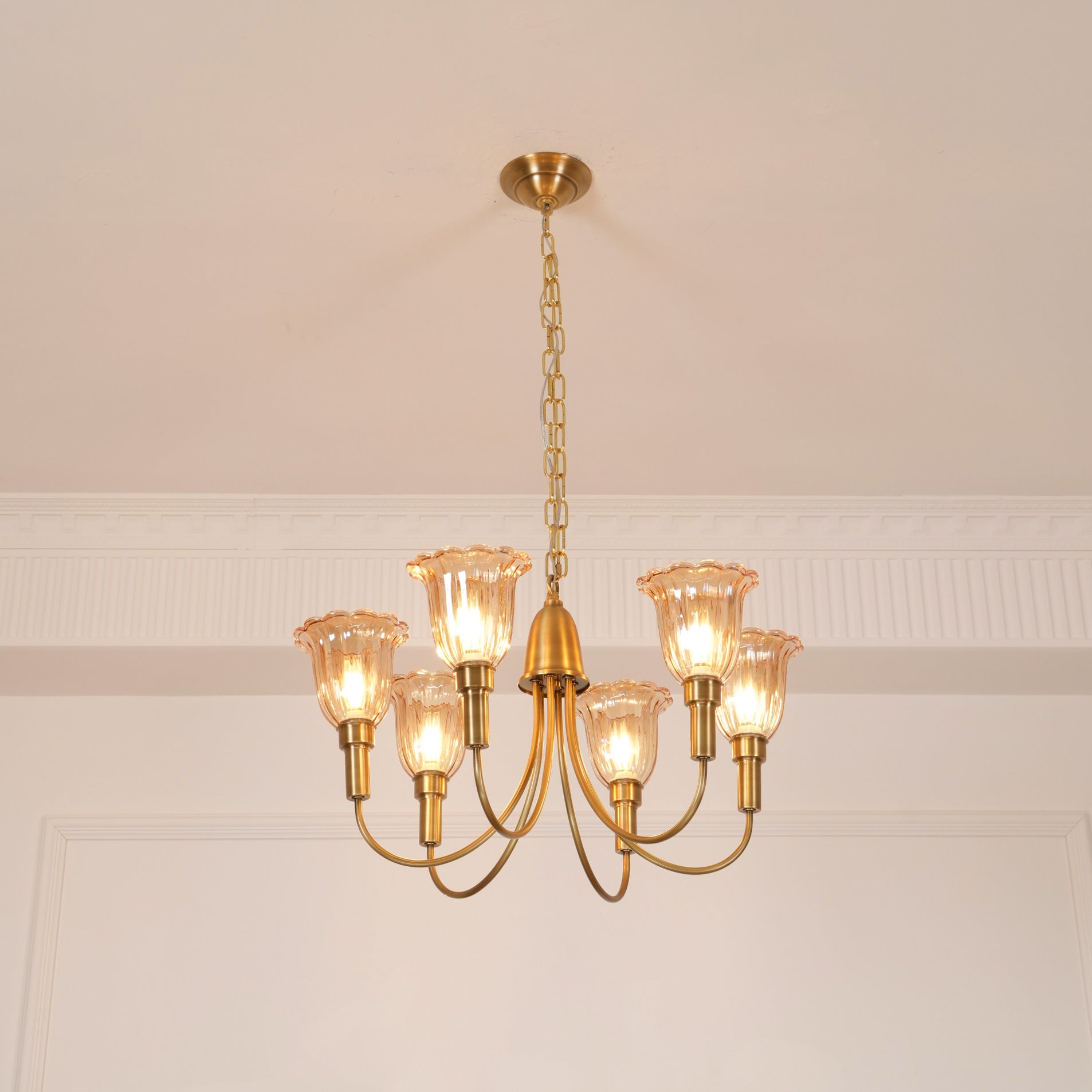 Tempo Vintage Art Deco Brass Chandelier - Letslighting