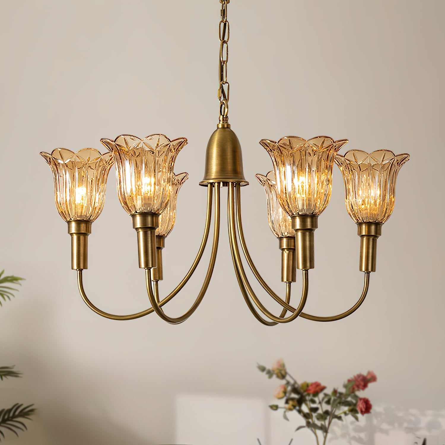 Tempo Vintage Art Deco Brass Chandelier - Letslighting