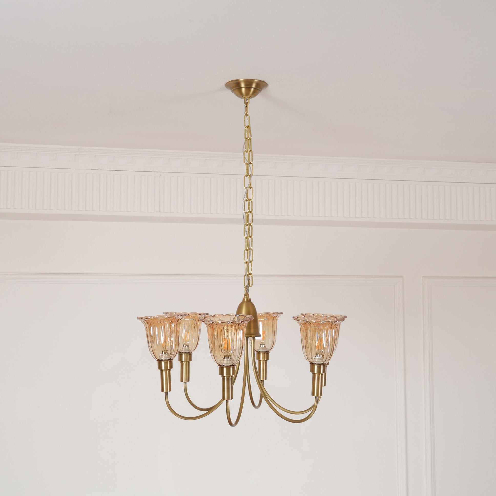 Tempo Vintage Art Deco Brass Chandelier - Letslighting