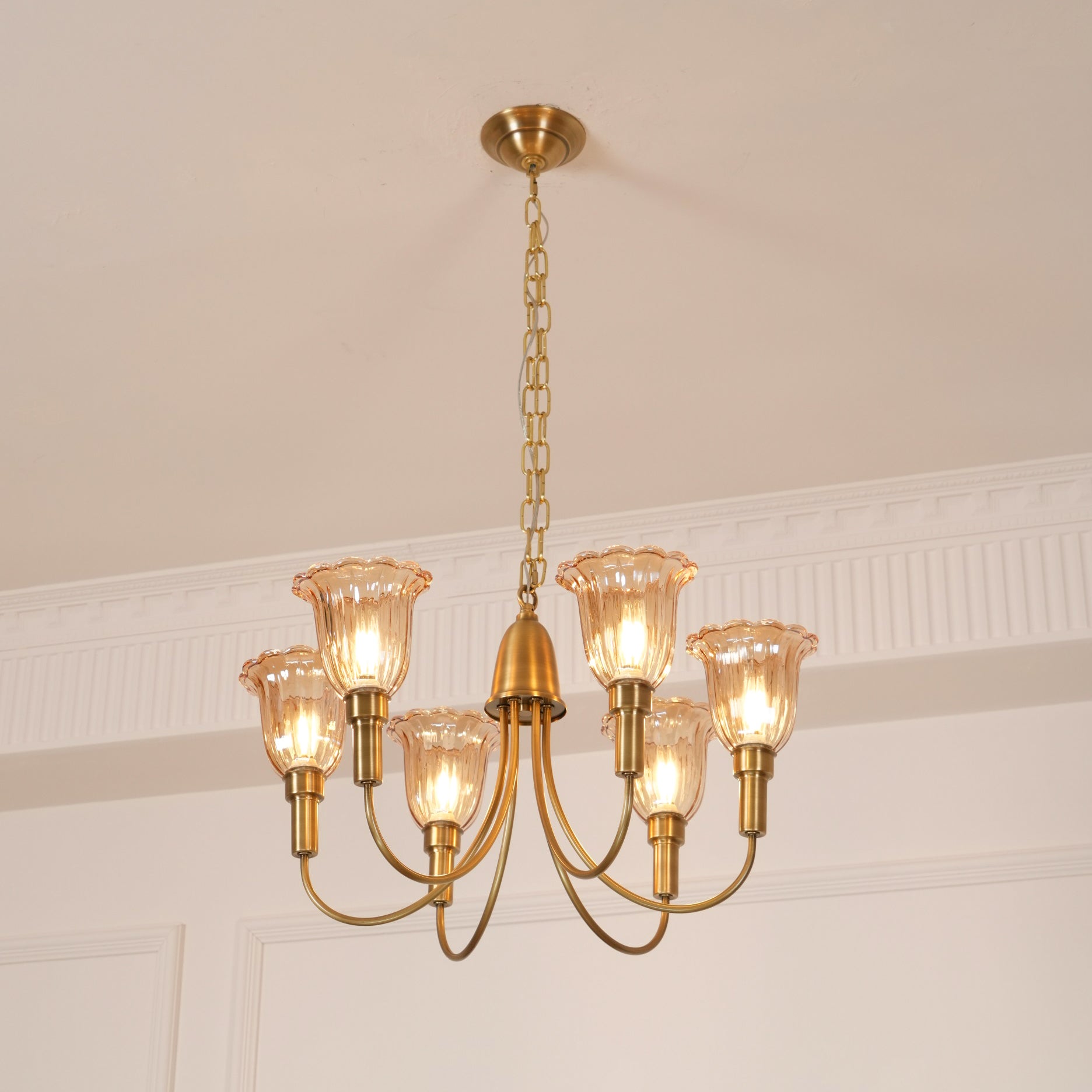 Tempo Vintage Art Deco Brass Chandelier - Letslighting