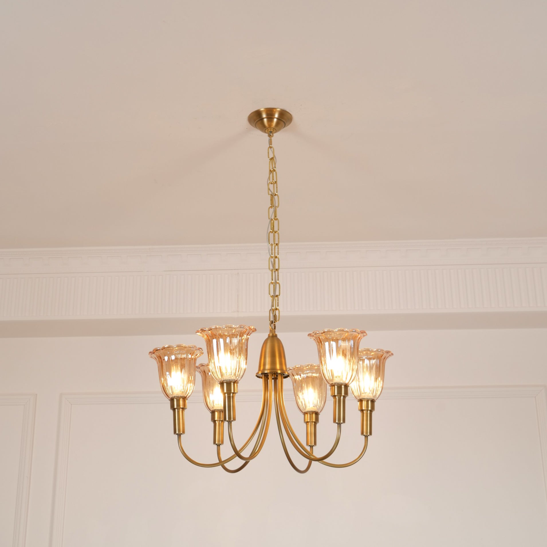 Tempo Vintage Art Deco Brass Chandelier - Letslighting