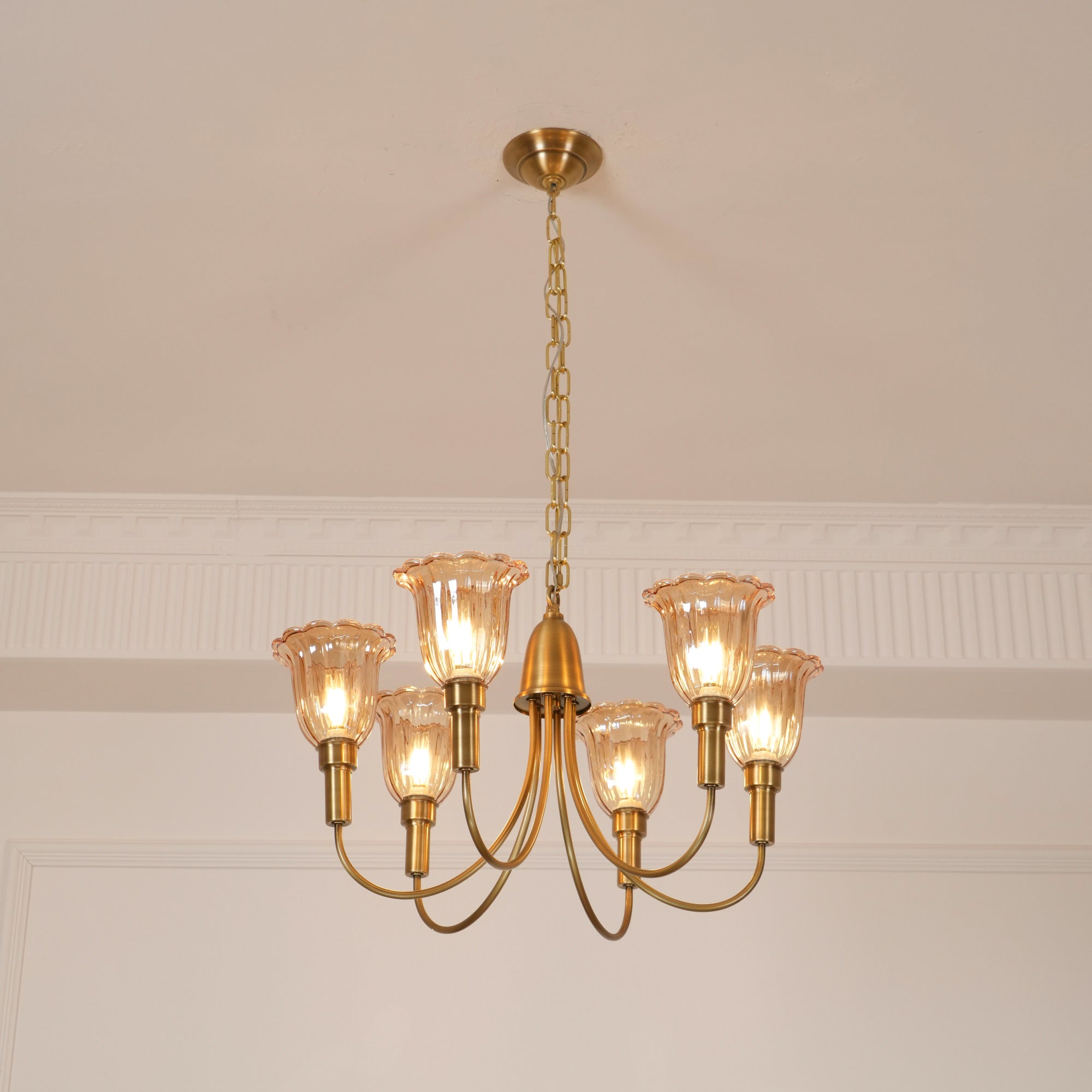 Tempo Vintage Art Deco Brass Chandelier - Letslighting