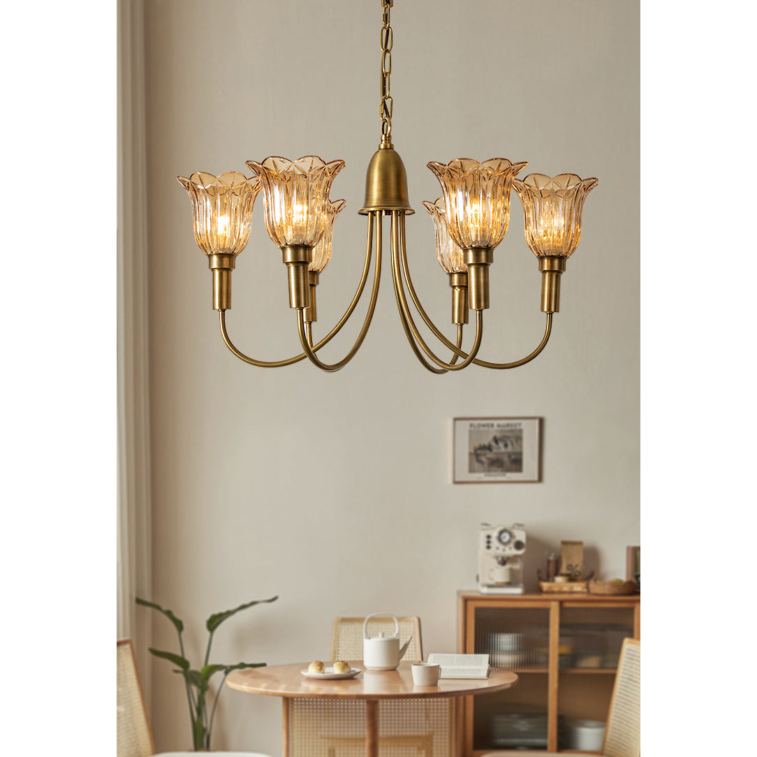 Tempo Vintage Art Deco Brass Chandelier - Letslighting
