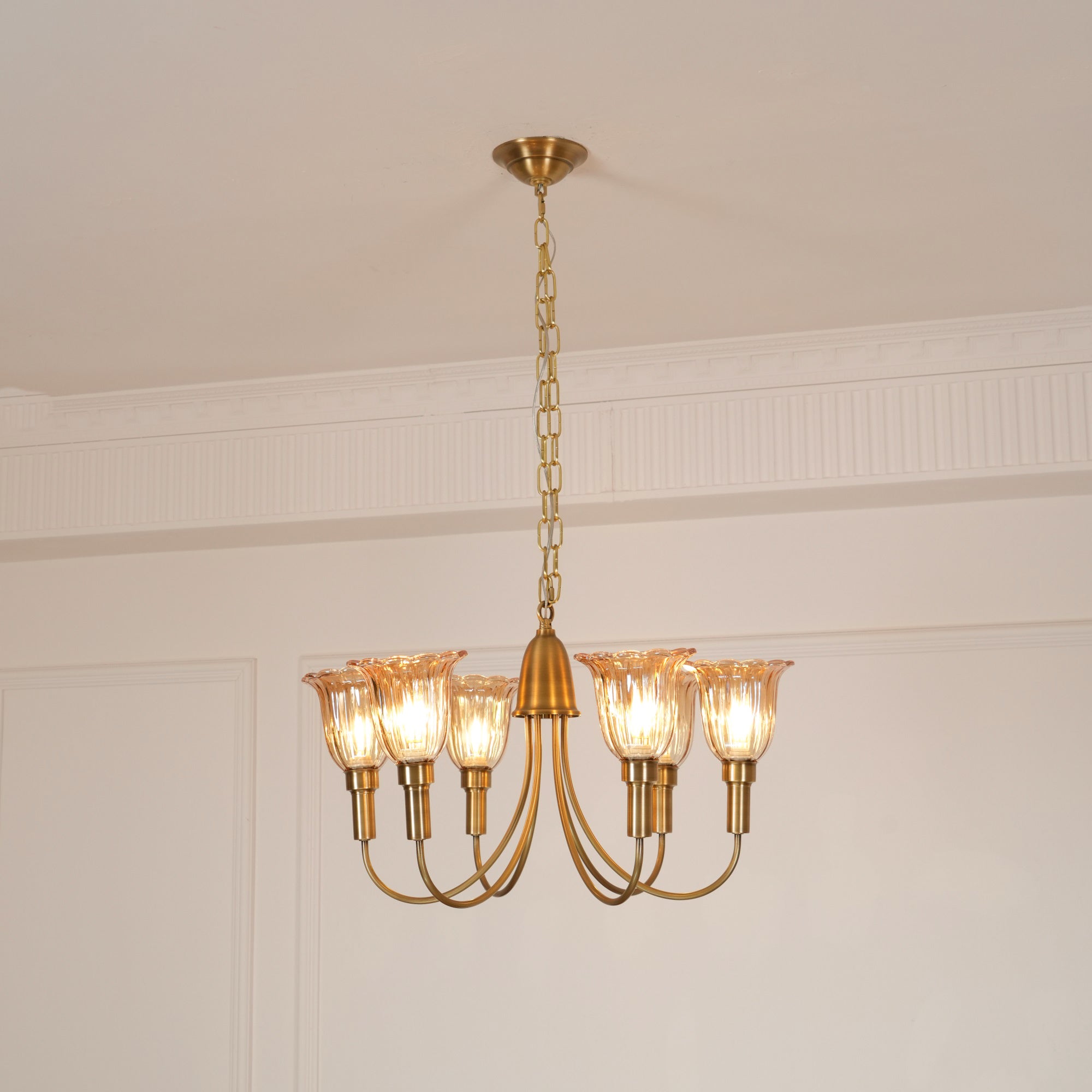 Tempo Vintage Art Deco Brass Chandelier - Letslighting