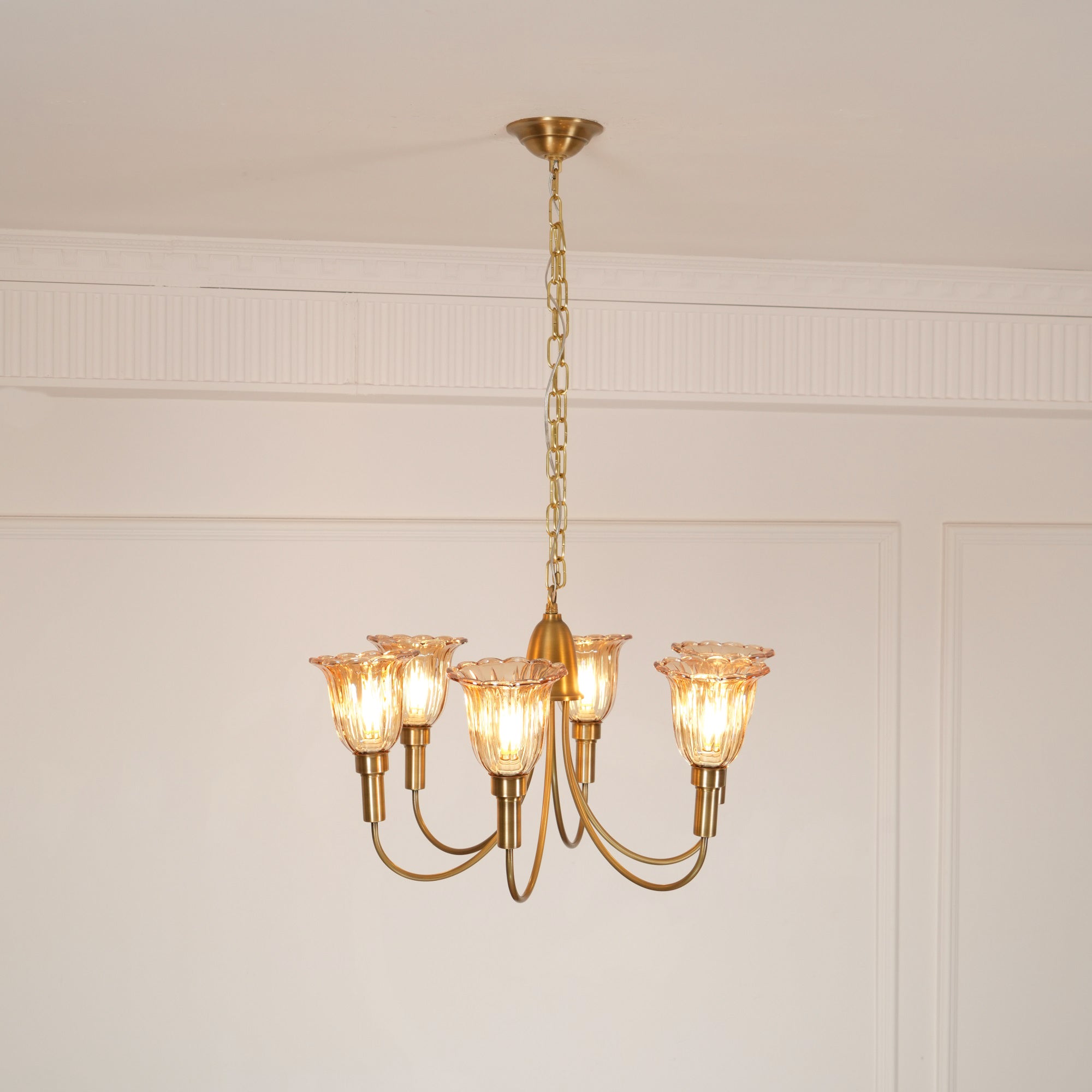 Tempo Vintage Art Deco Brass Chandelier - Letslighting