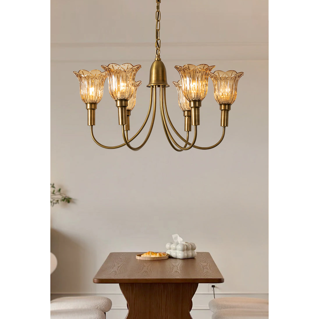 Tempo Vintage Art Deco Brass Chandelier - Letslighting