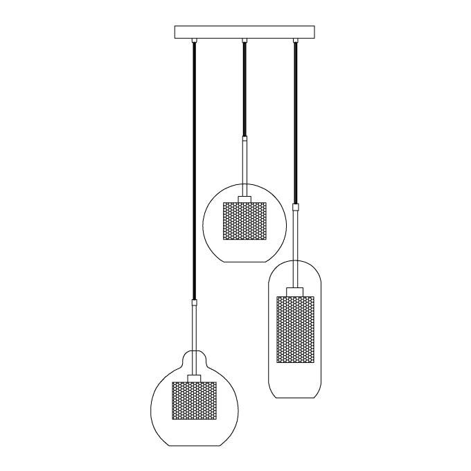 Lustra Pendant Lamp Glass Gold Mesh for Dining Room - Letslighting