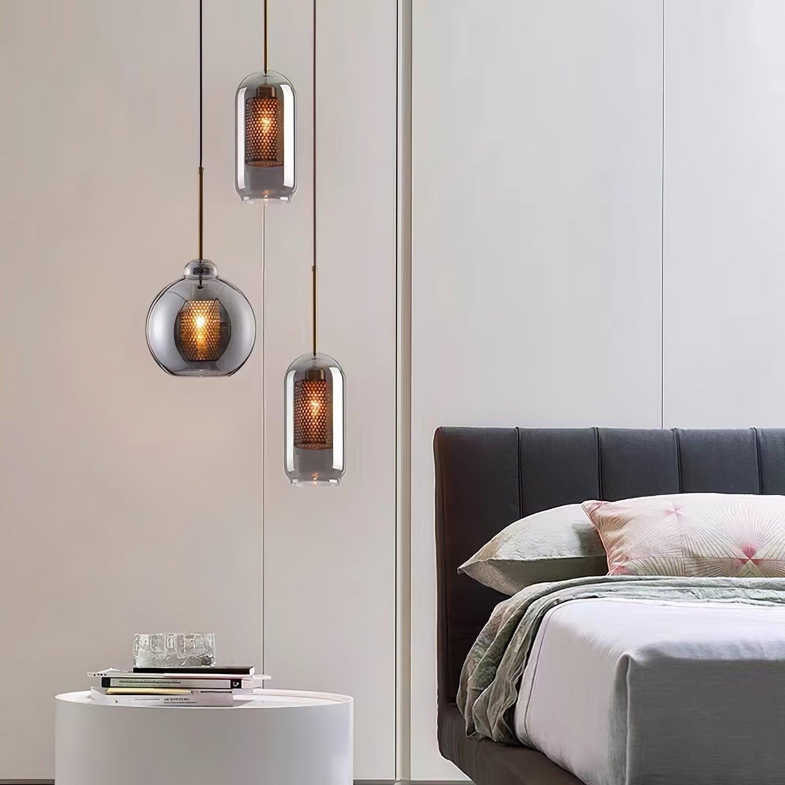 Lustra Pendant Lamp Glass Gold Mesh for Dining Room - Letslighting